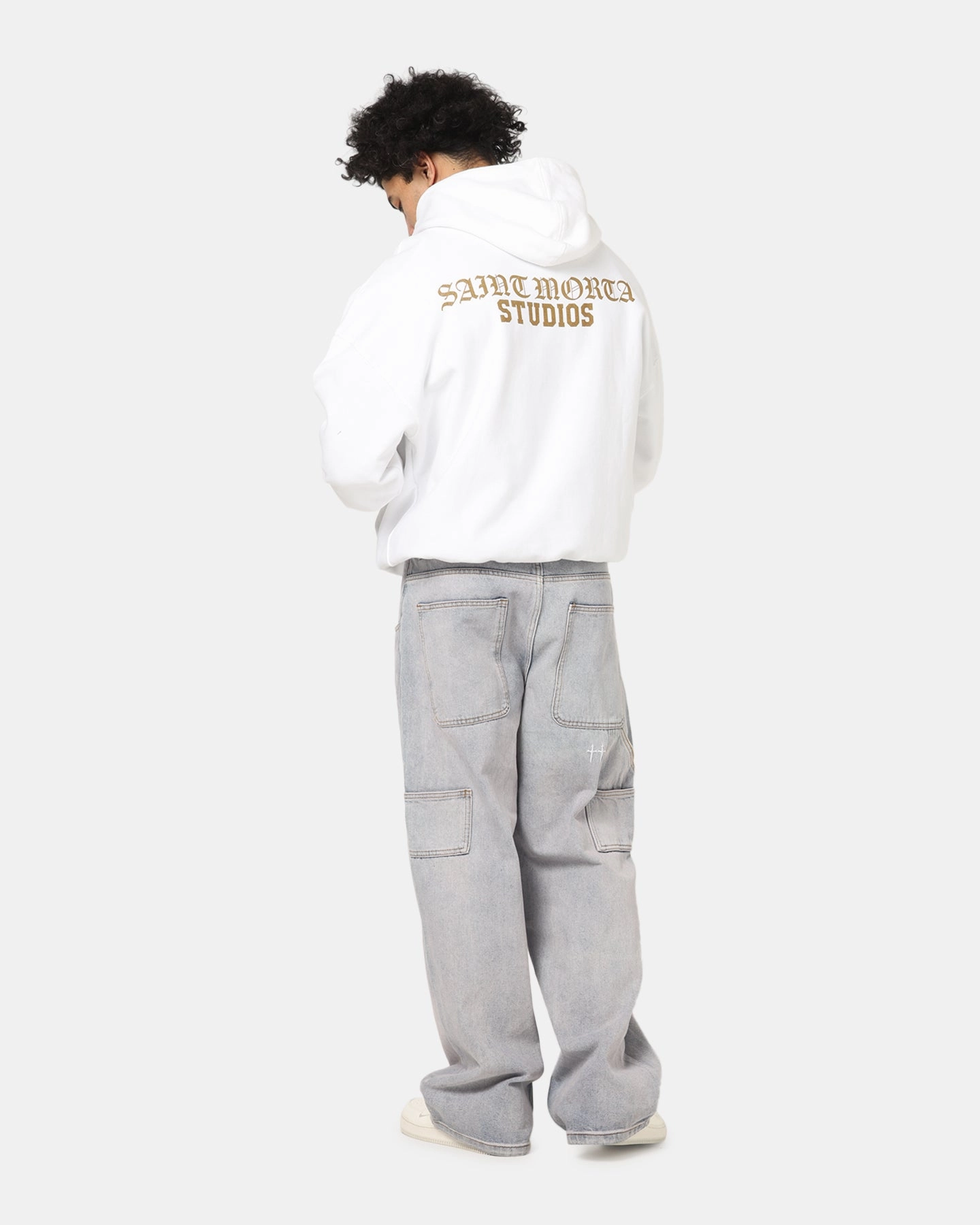 Elastic hem Saint Morta Studios Boxy Hoodie White