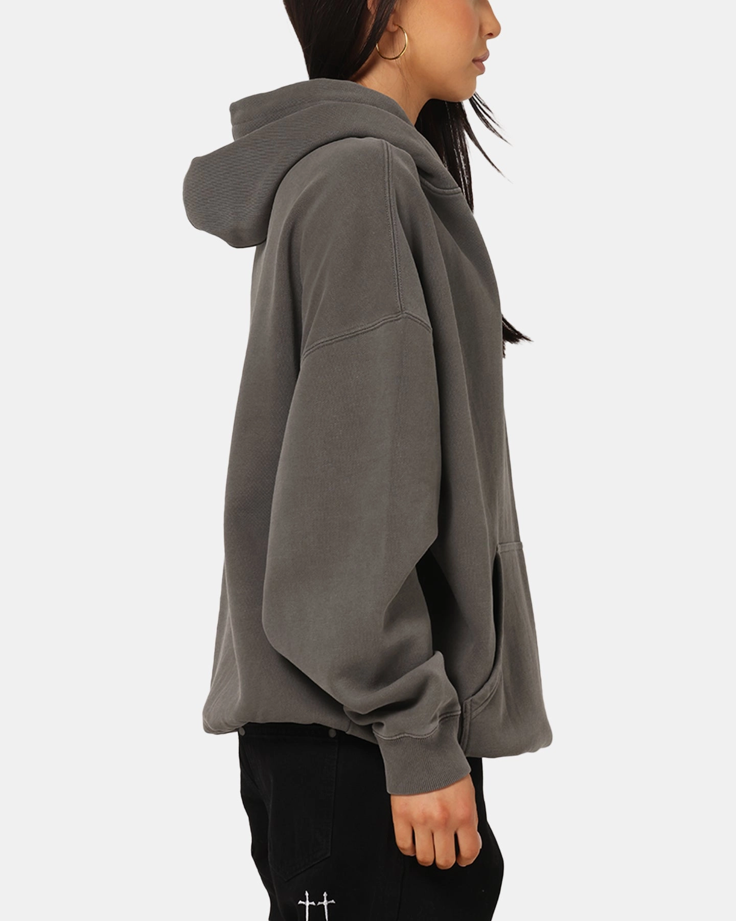 Adjustable Saint Morta Studios Logo Boxy Hoodie Washed Black