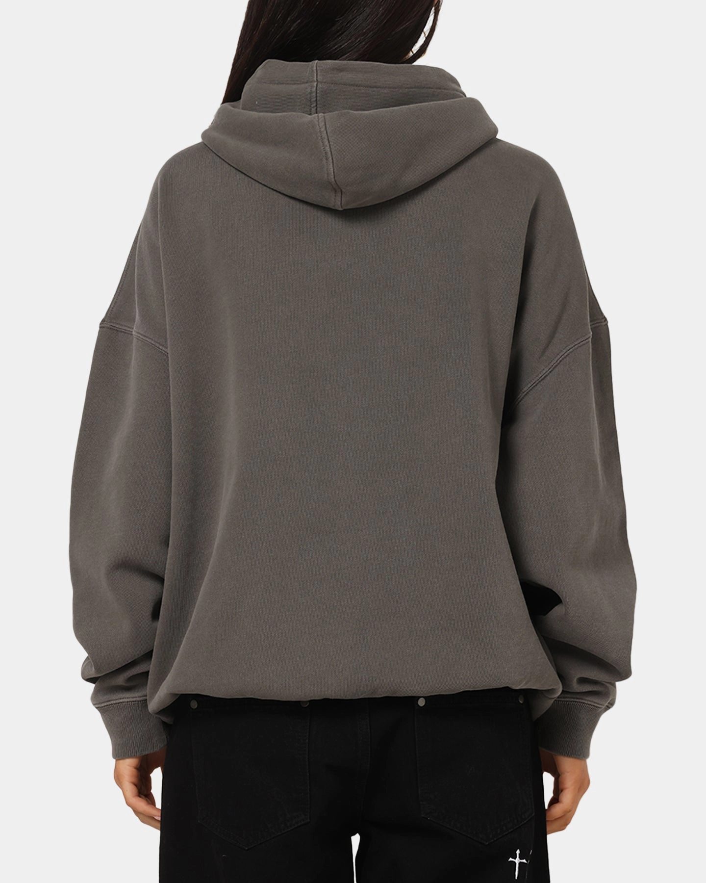 Saint Morta Studios Logo Boxy Hoodie Washed Black Business casual