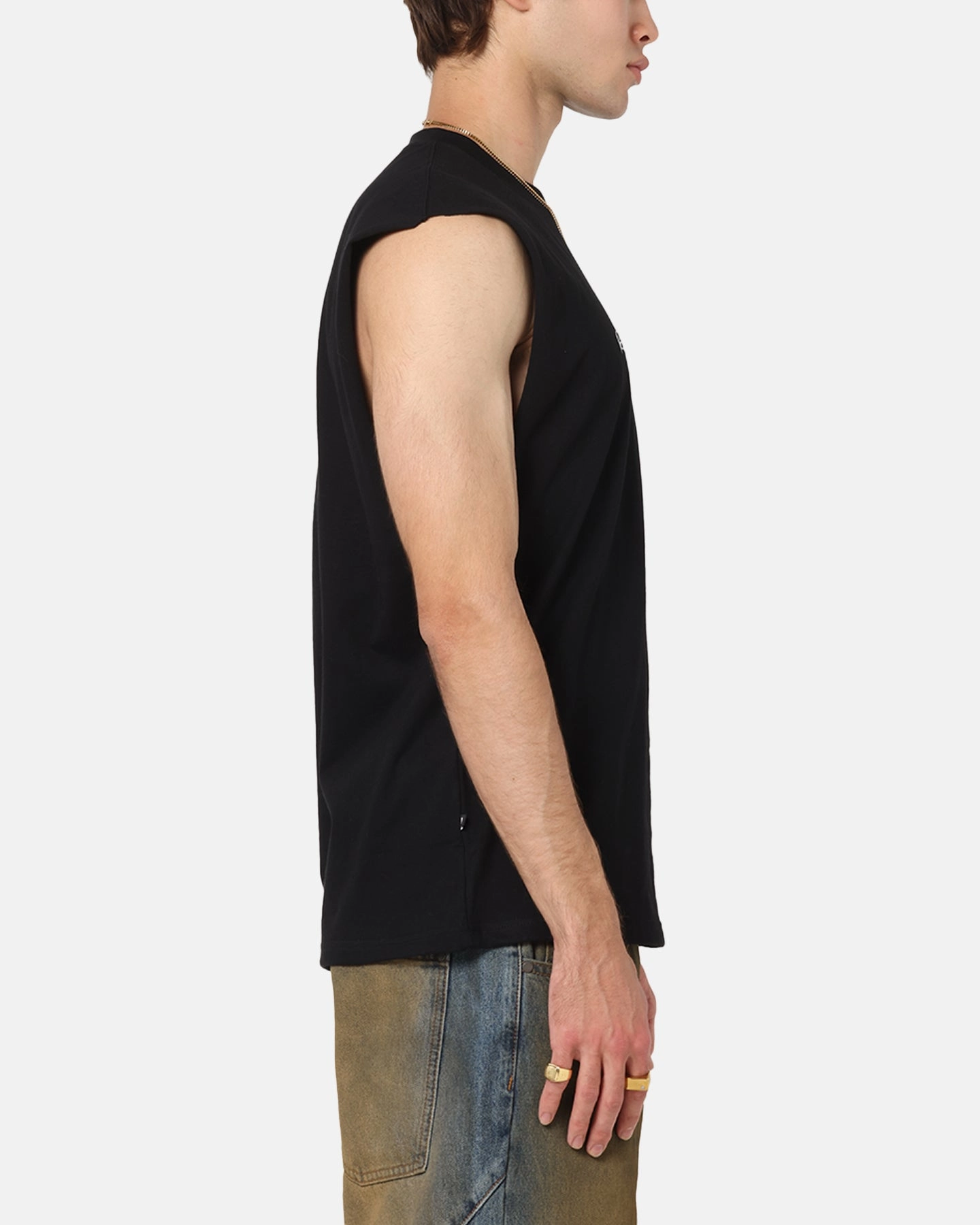 Saint Morta Studios Logo Oversized Muscle T-Shirt Black Layered Neckline Layering Options