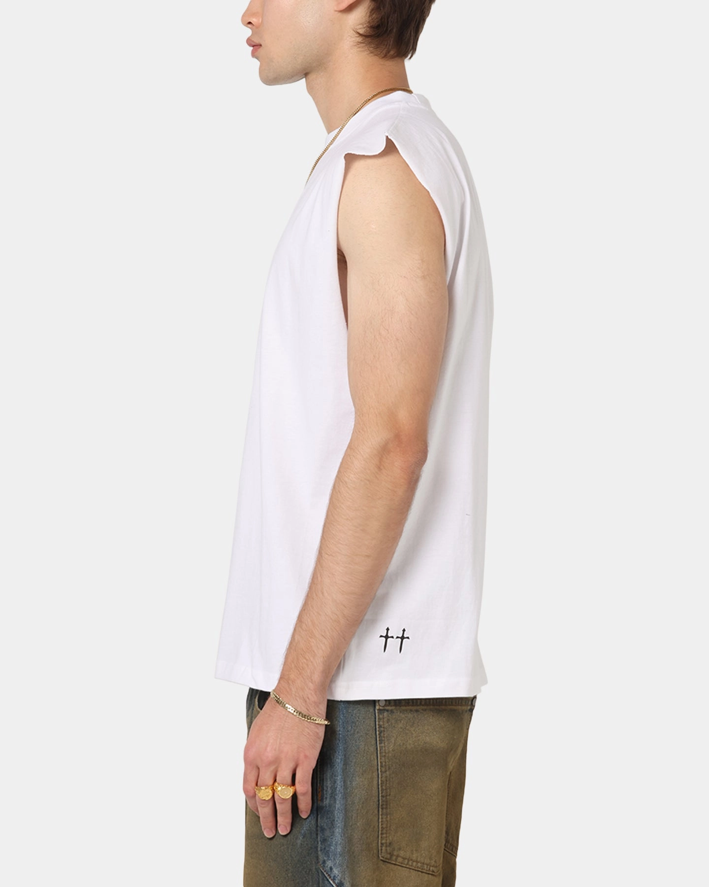 Breathable touch Chic Wearable Saint Morta The Return Oversized Muscle T-Shirt White