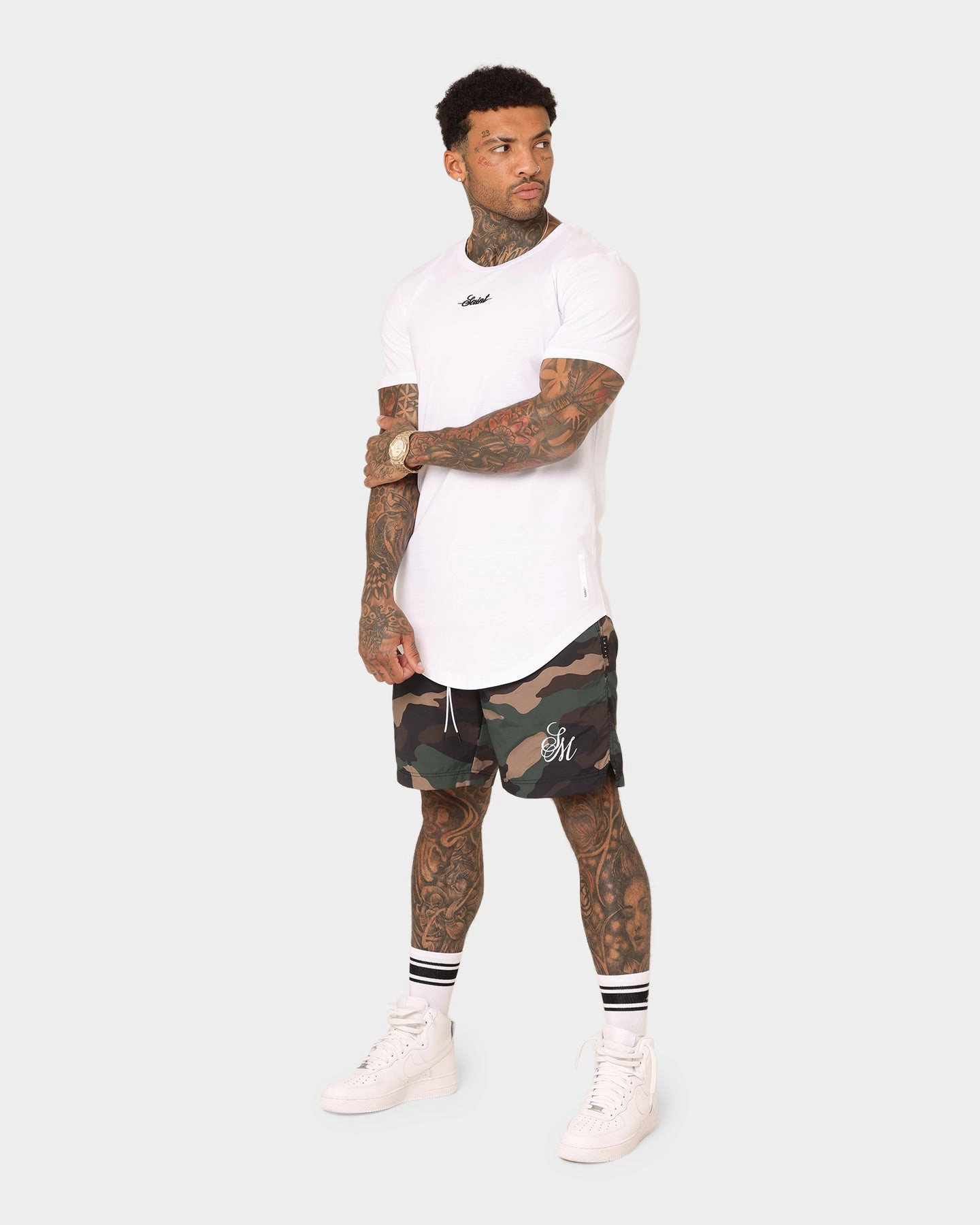 Multi Pocket Design Daily Use Saint Morta Timeless Camo Beach Shorts Woodland Camo