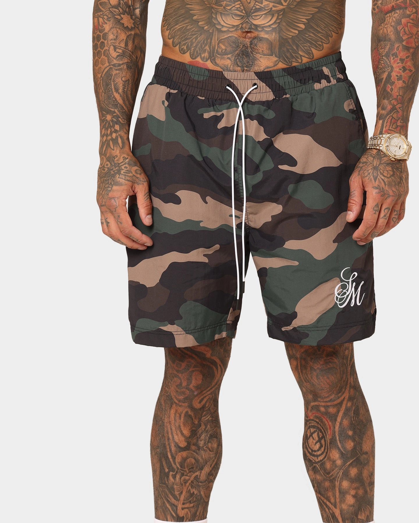Saint Morta Timeless Camo Beach Shorts Woodland Camo creative industry