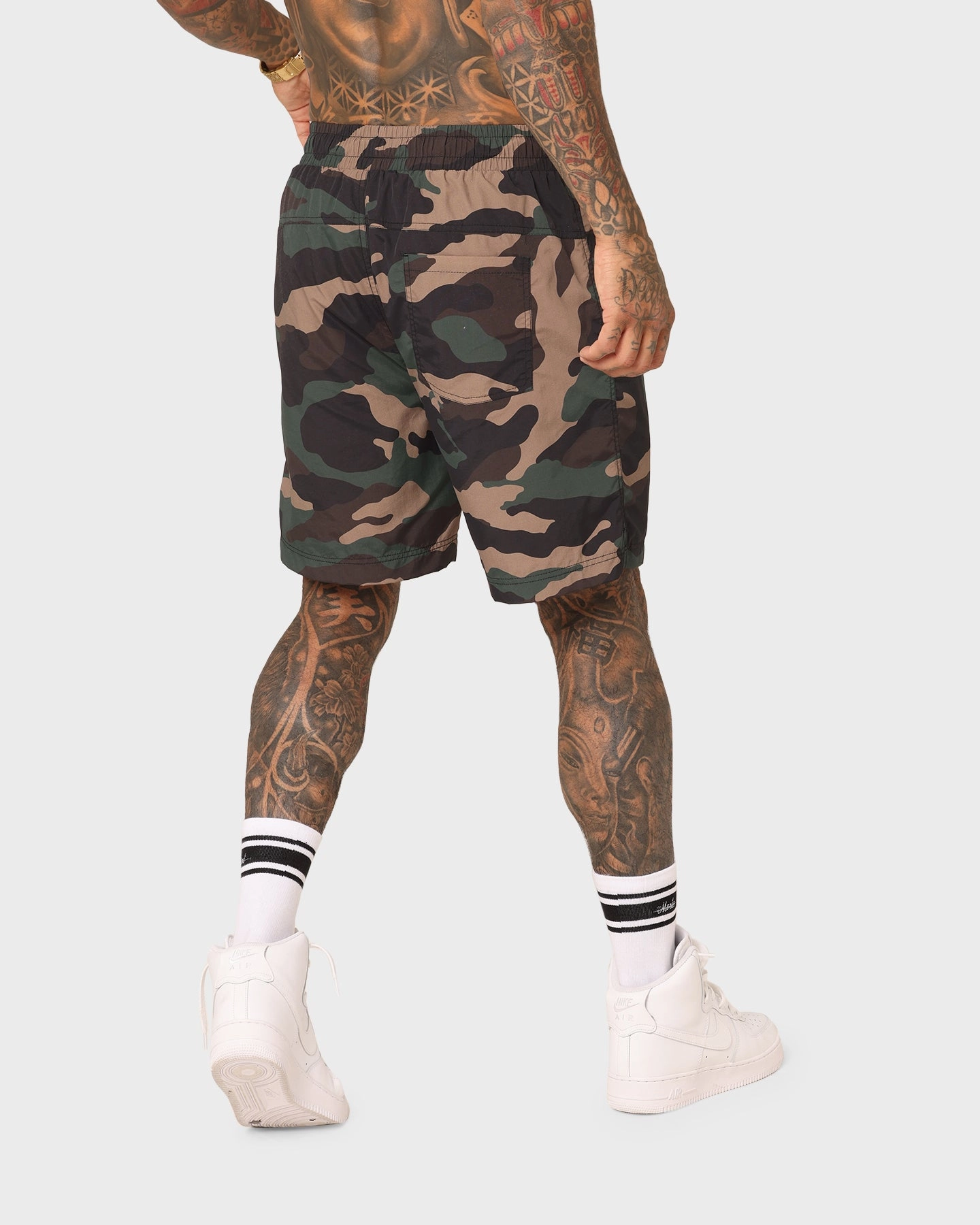 Saint Morta Timeless Camo Beach Shorts Woodland Camo Flexible Waistband