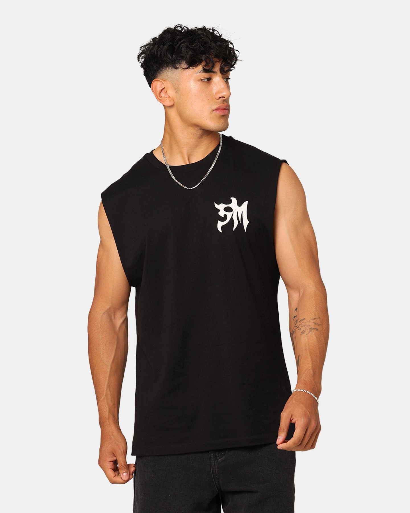 Cool Design Saint Morta Tribe Oversized Muscle T-Shirt Black