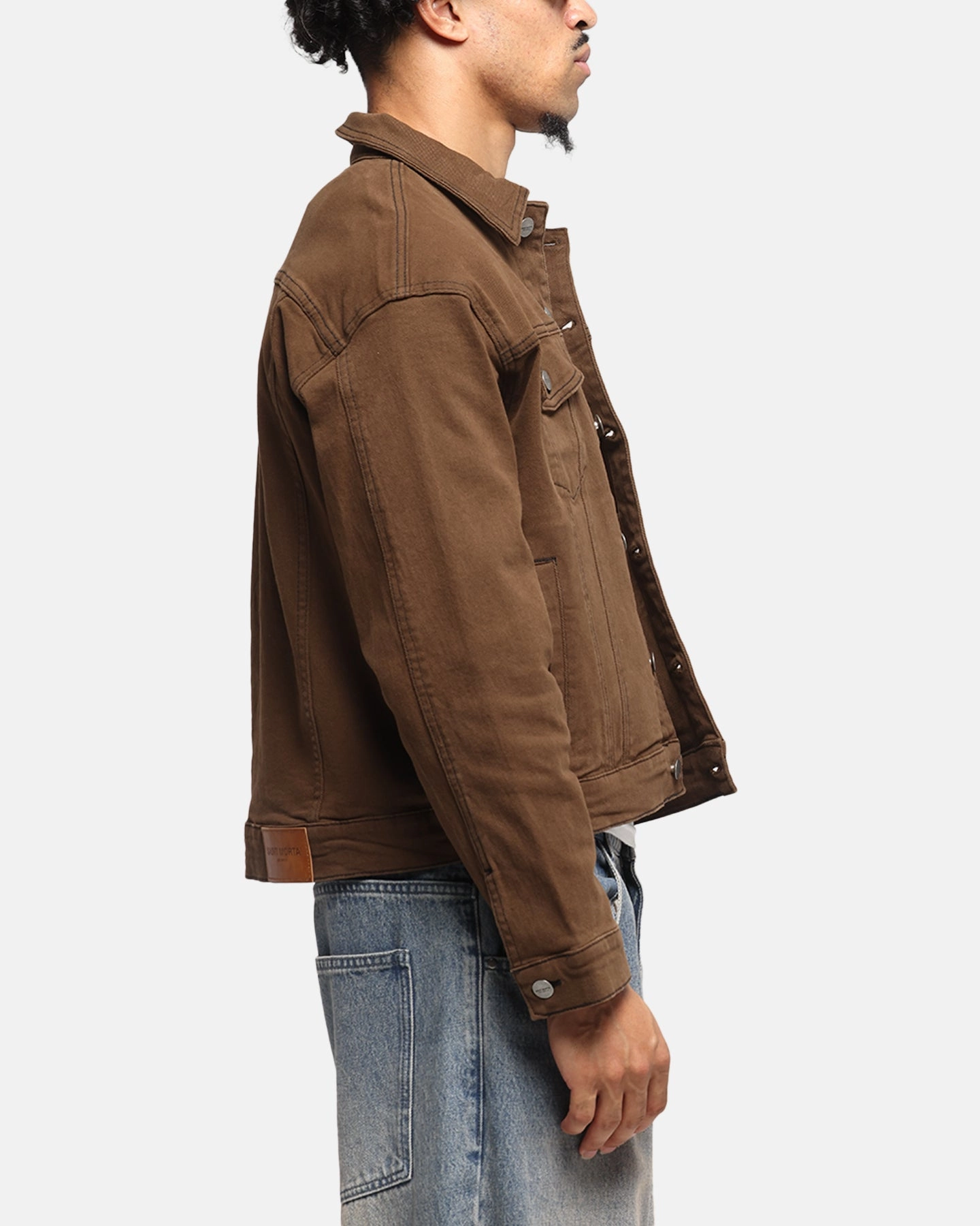 Hooded Version Saint Morta Trucker Denim Jacket Vintage Brown