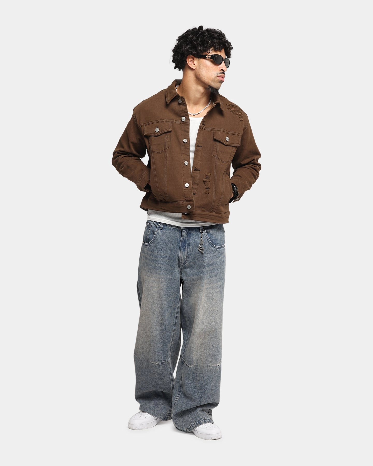 Saint Morta Trucker Denim Jacket Vintage Brown rural people