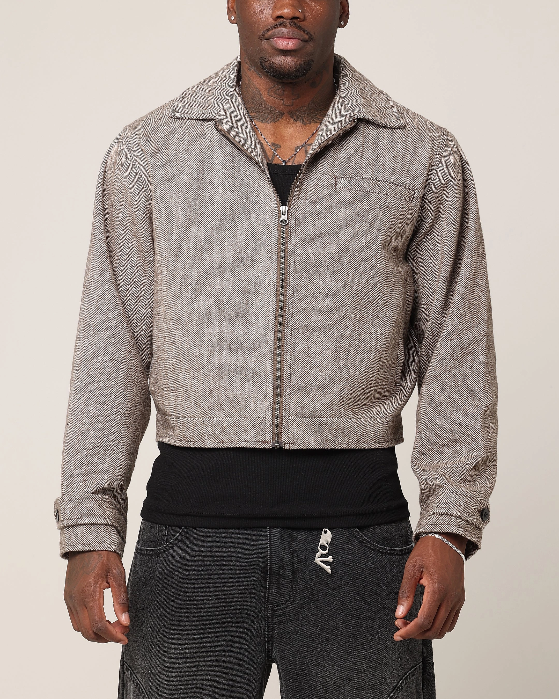 Saint Morta Tweed Cropped Jacket Brown hiker