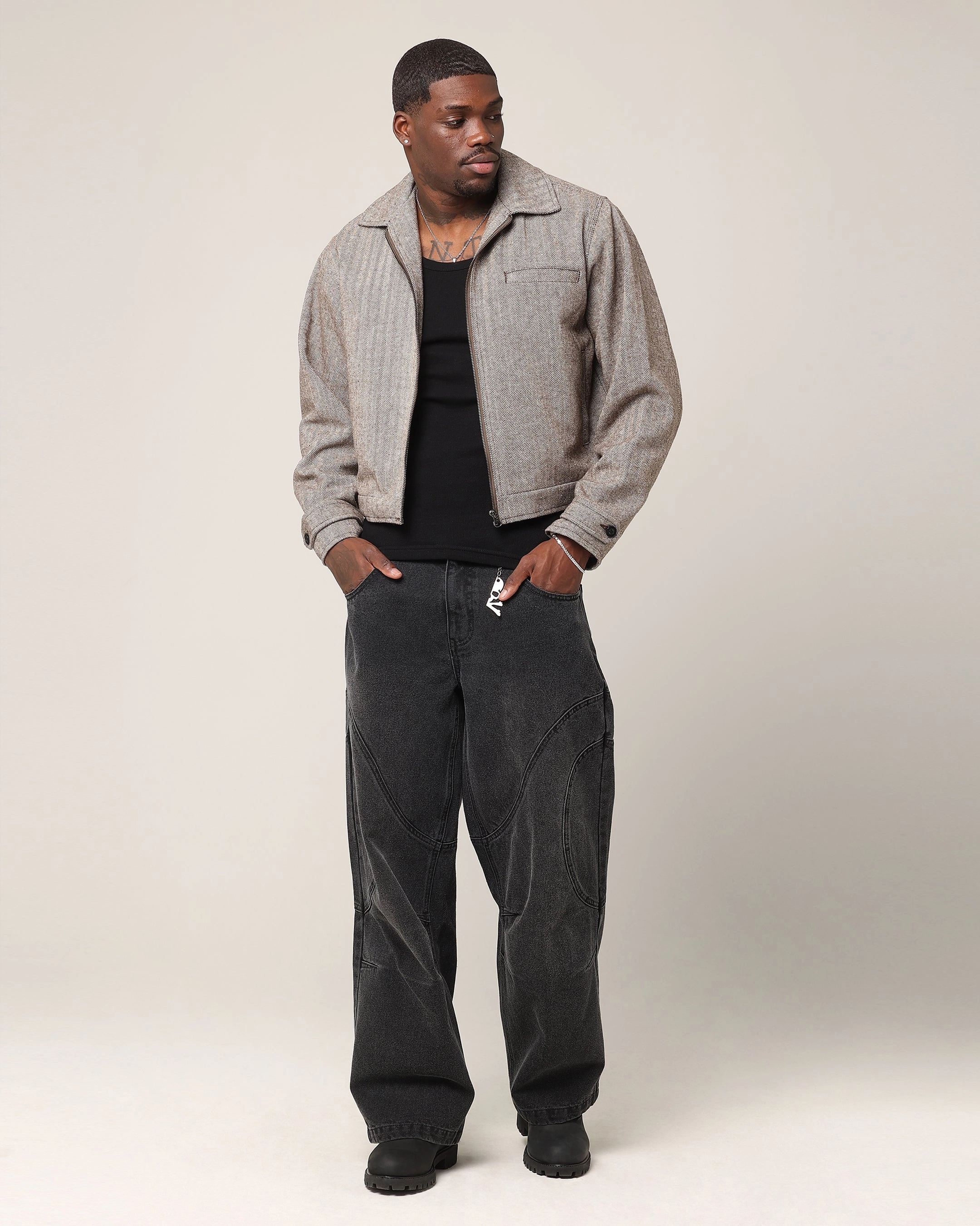 Saint Morta Tweed Cropped Jacket Brown Account police officers