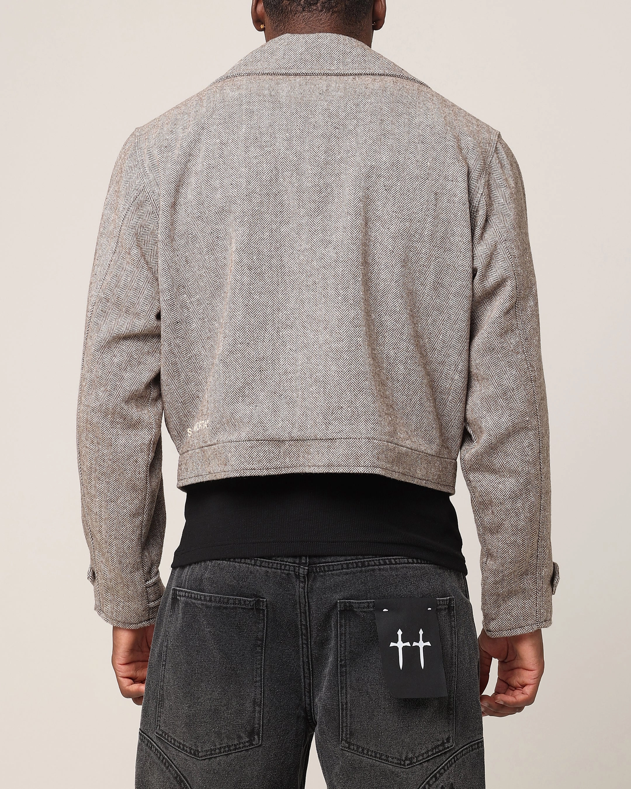 Bonded Seam Technology Active Layer Saint Morta Tweed Cropped Jacket Brown