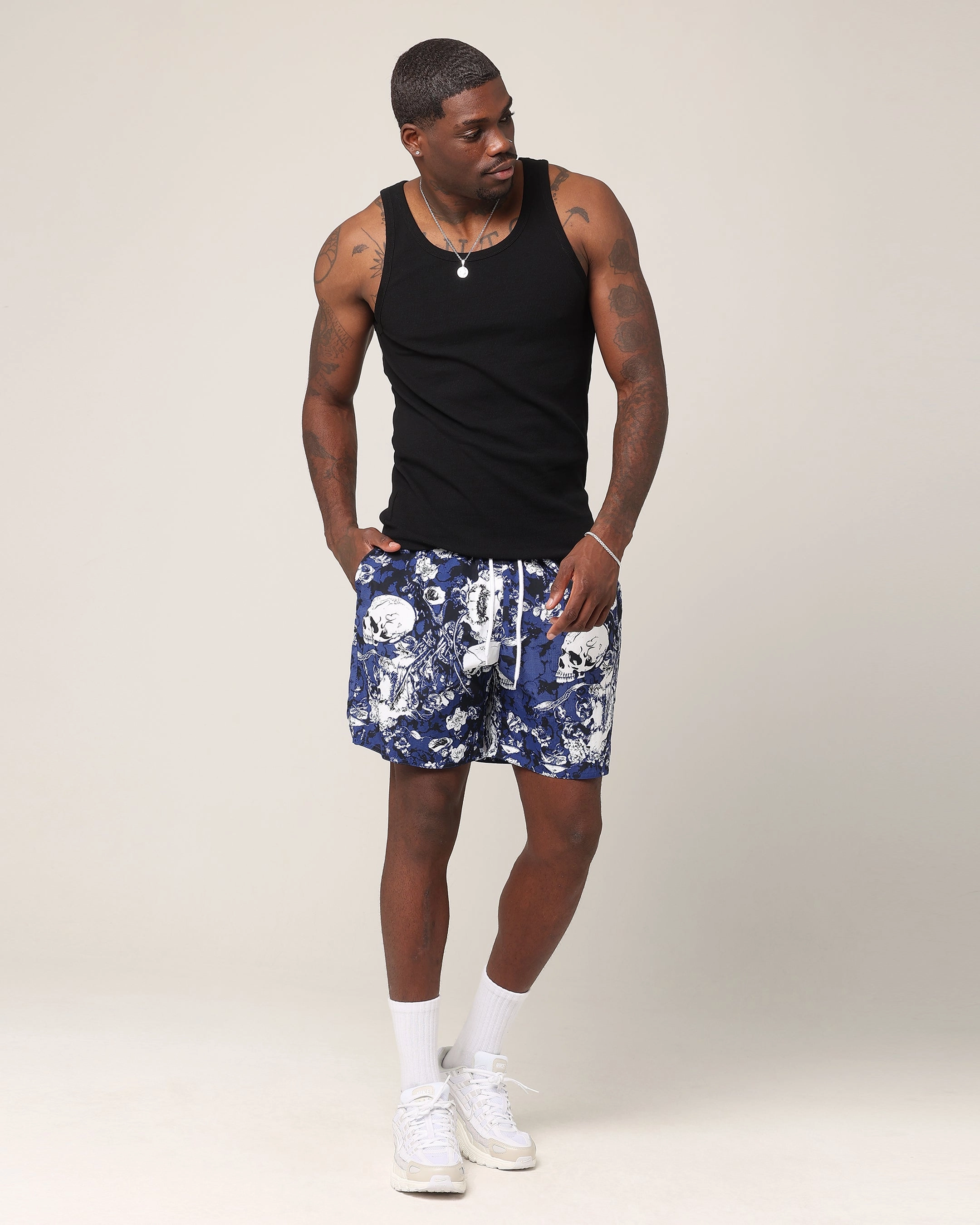 Midweight Texture Saint Morta Undying Beach Shorts Navy/White