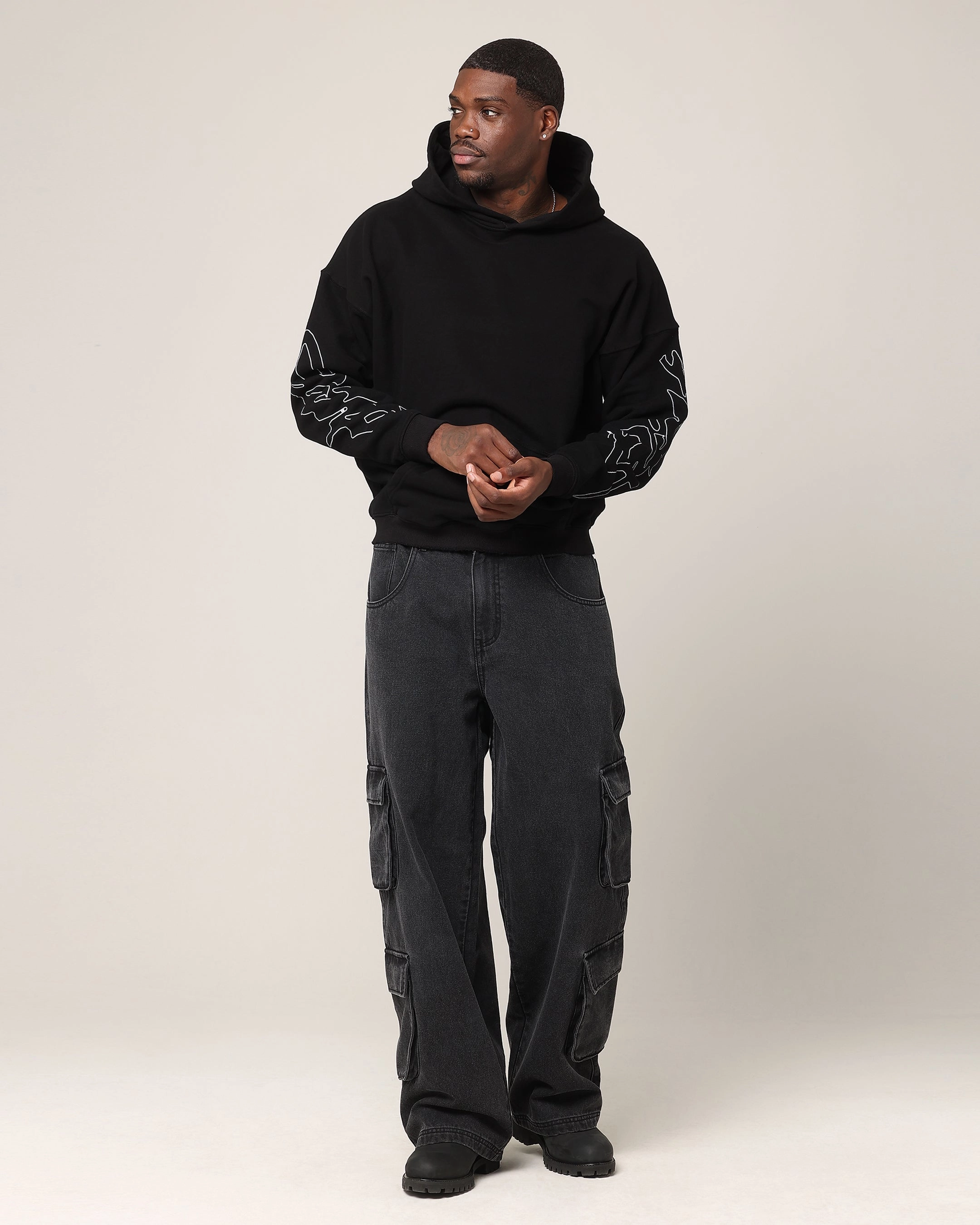 pattern - mixing suitable for promotional activities Saint Morta Veiled Boxy Hoodie Black