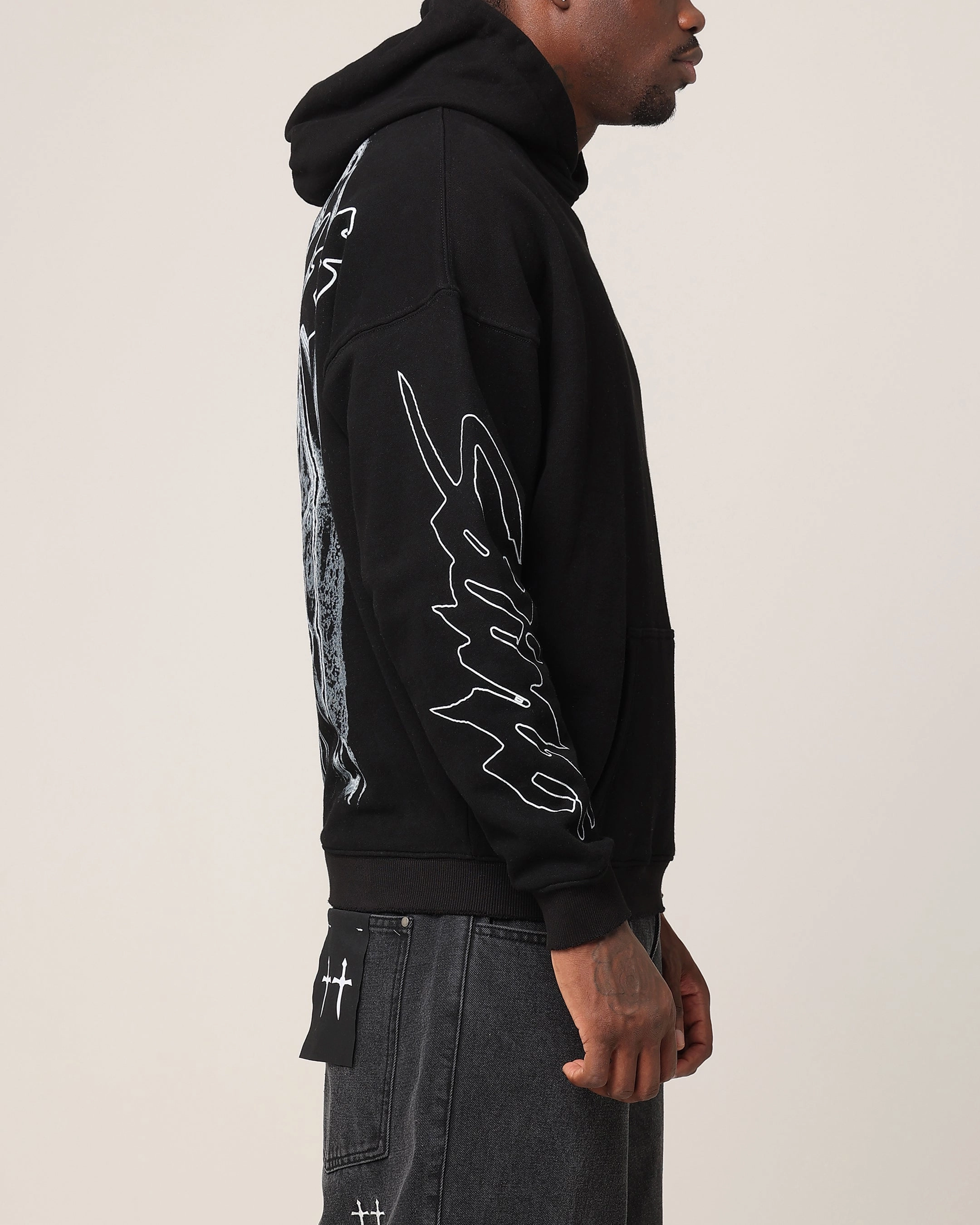 City Saint Morta Veiled Boxy Hoodie Black