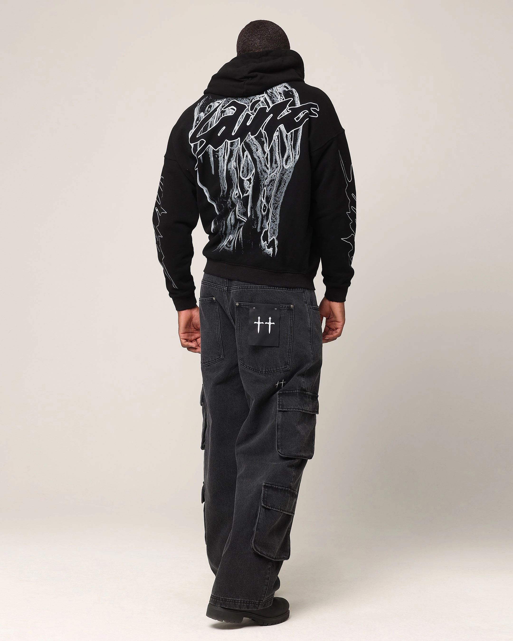 Saint Morta Veiled Boxy Hoodie Black cold - weather essential
