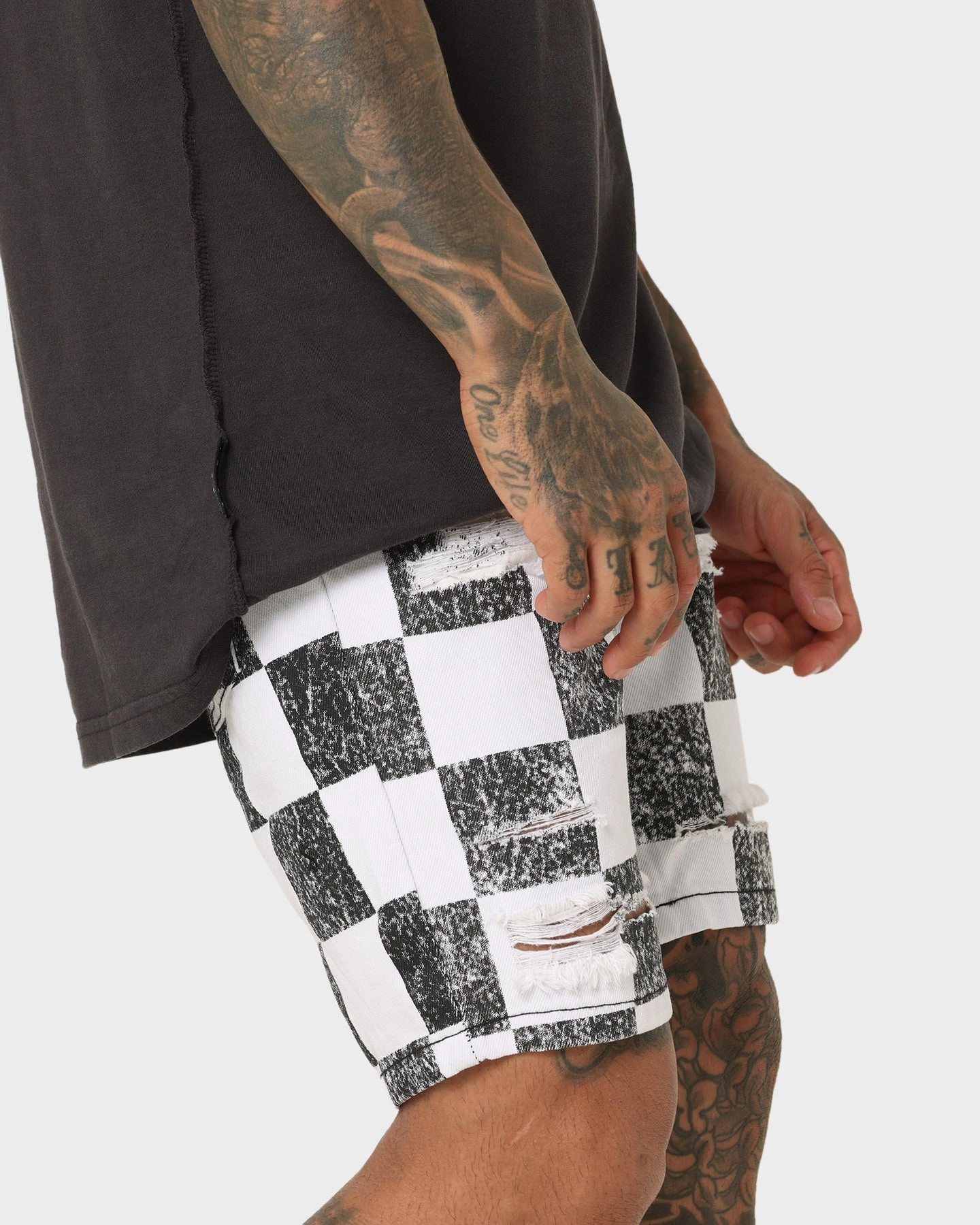 Saint Morta Vintage Checks Denim Shorts White/Black Durable Quality