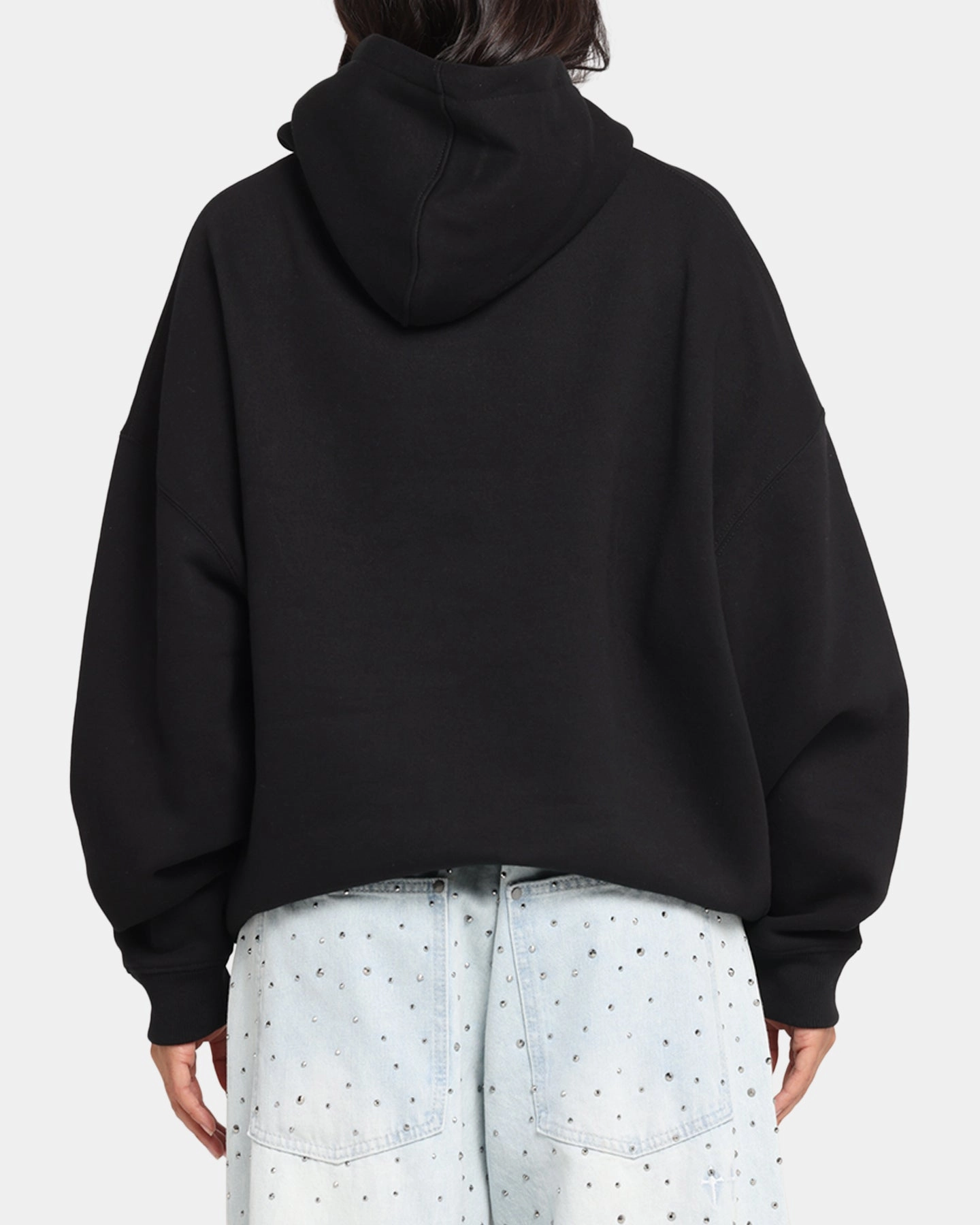 Stretch Knit Construction Saint Morta Vision Boxy Hoodie Black