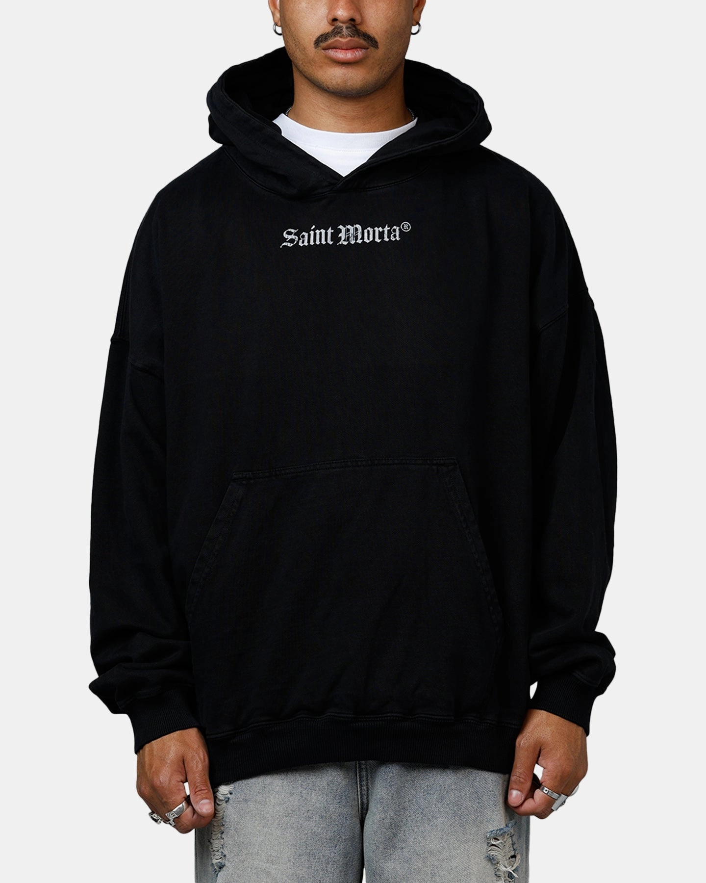 Saint Morta Weary Hearts Premium Hoodie Black Modern Style suitable for funerals