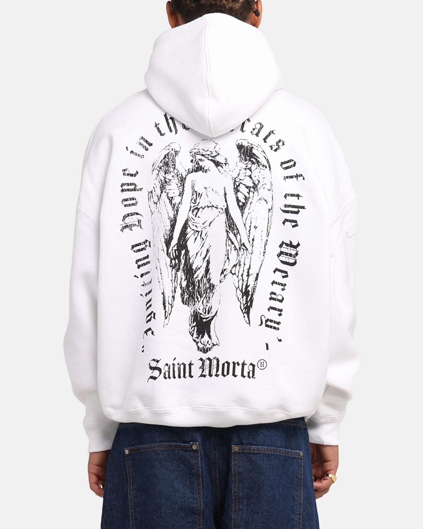 Breathable mesh lining Saint Morta Weiry Hearts Boxy Hoodie White