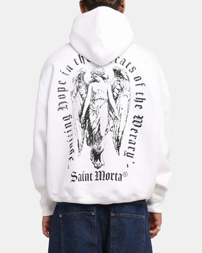 Breathable mesh lining Saint Morta Weiry Hearts Boxy Hoodie White