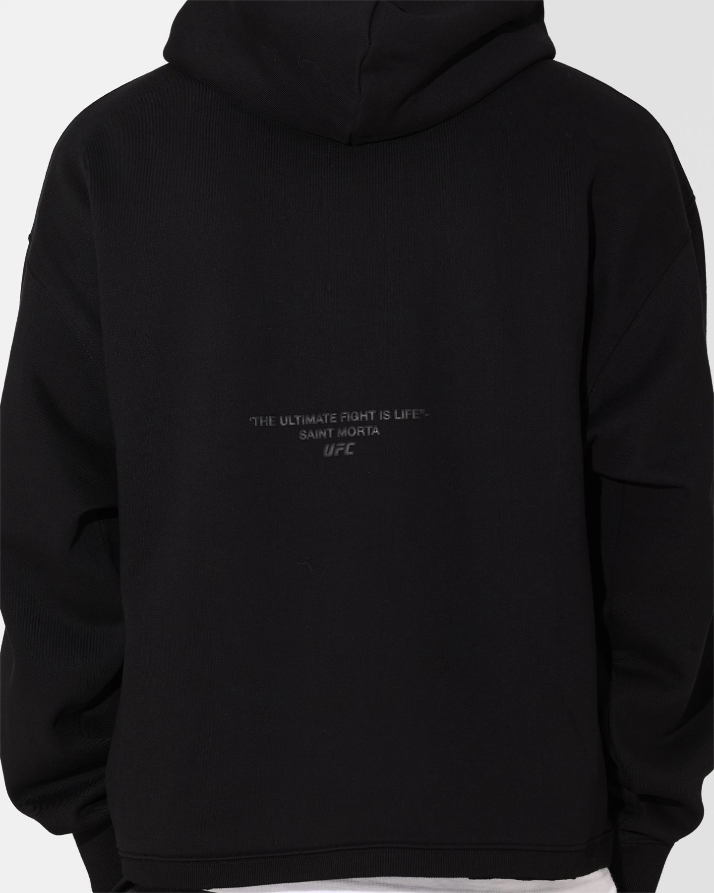 Saint Morta X UFC Boxy Premium Hoodie Black/Black fireplace