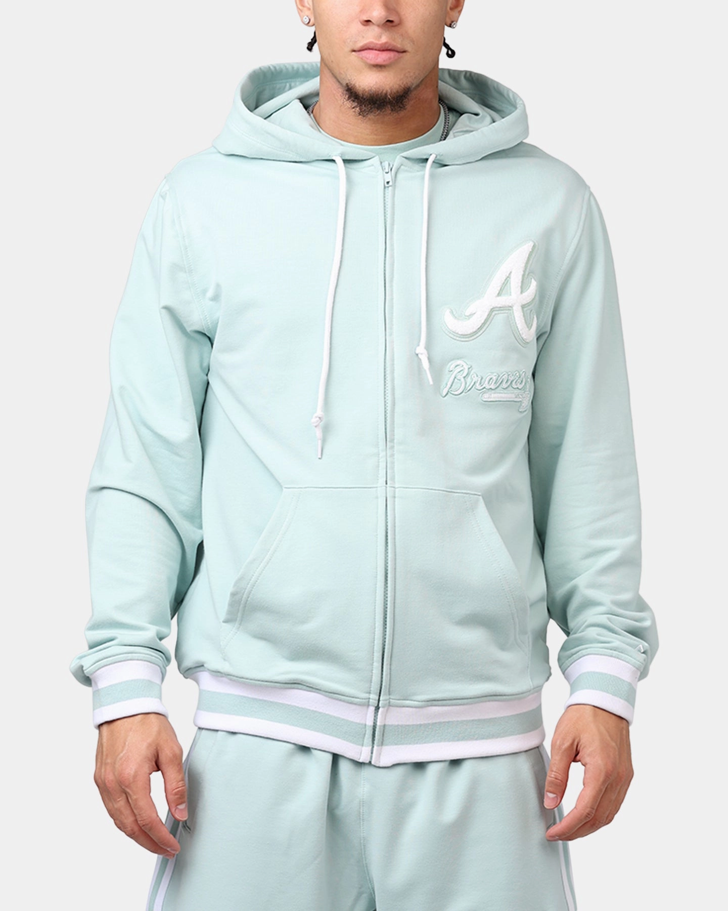 New Era Atlanta Braves 'Logo Select Mint' Full Zip Hoodie Mint/White Viewpoint