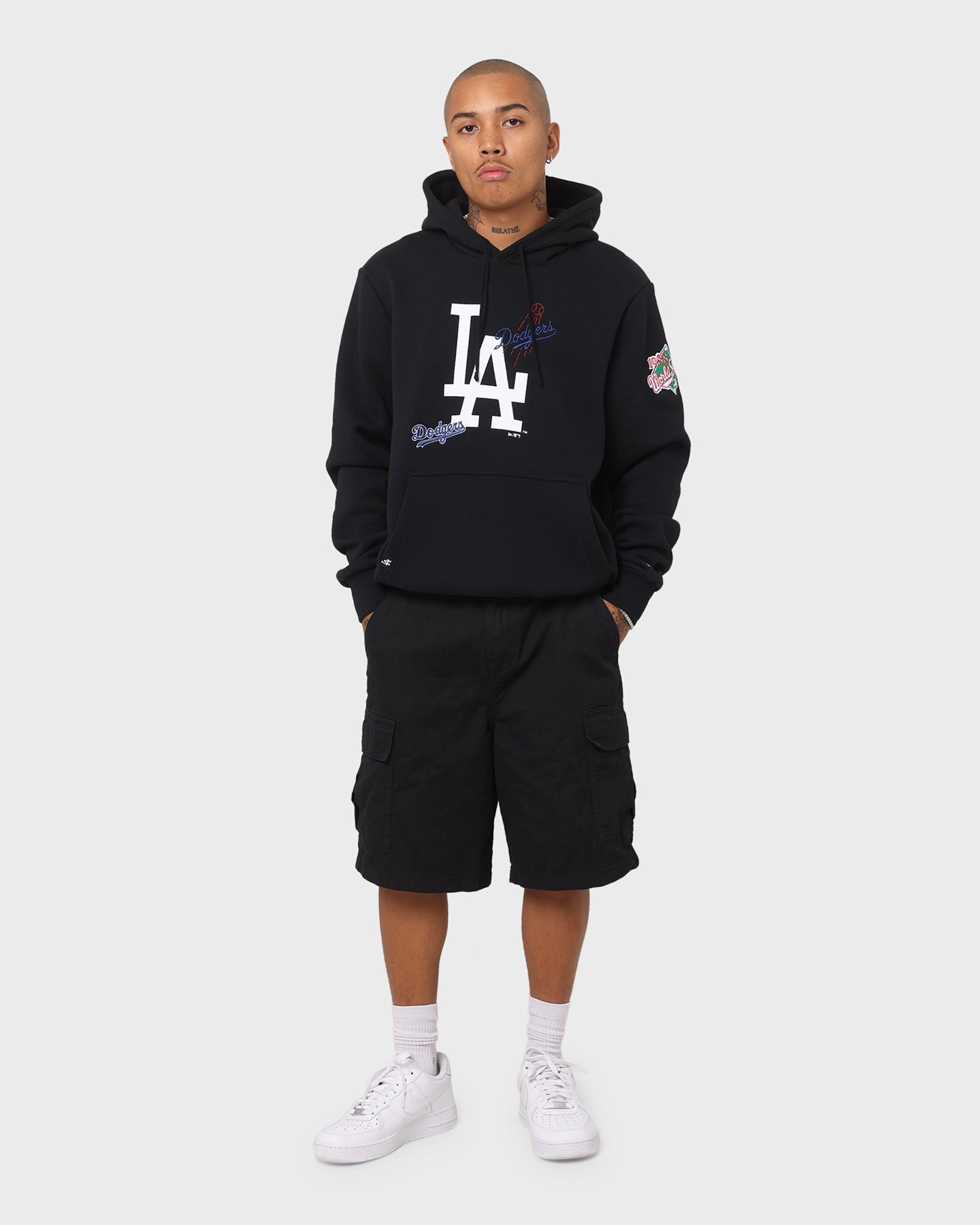 New Era Los Angeles Dodgers World Series Multi Logo Hoodie Black Mask