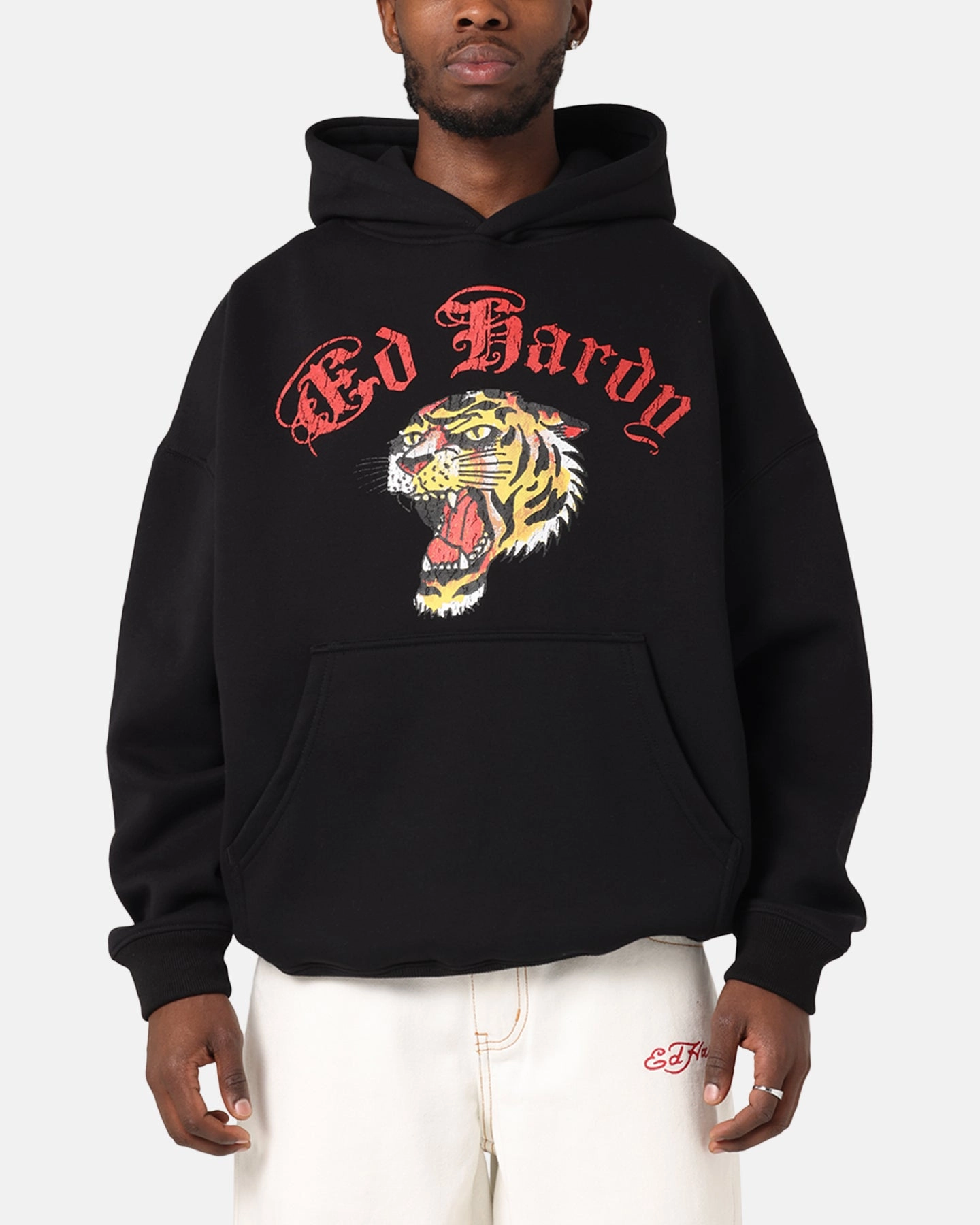 Ed Hardy Tiger Wrath Hoodie Black Minimal Style cleaning outfit