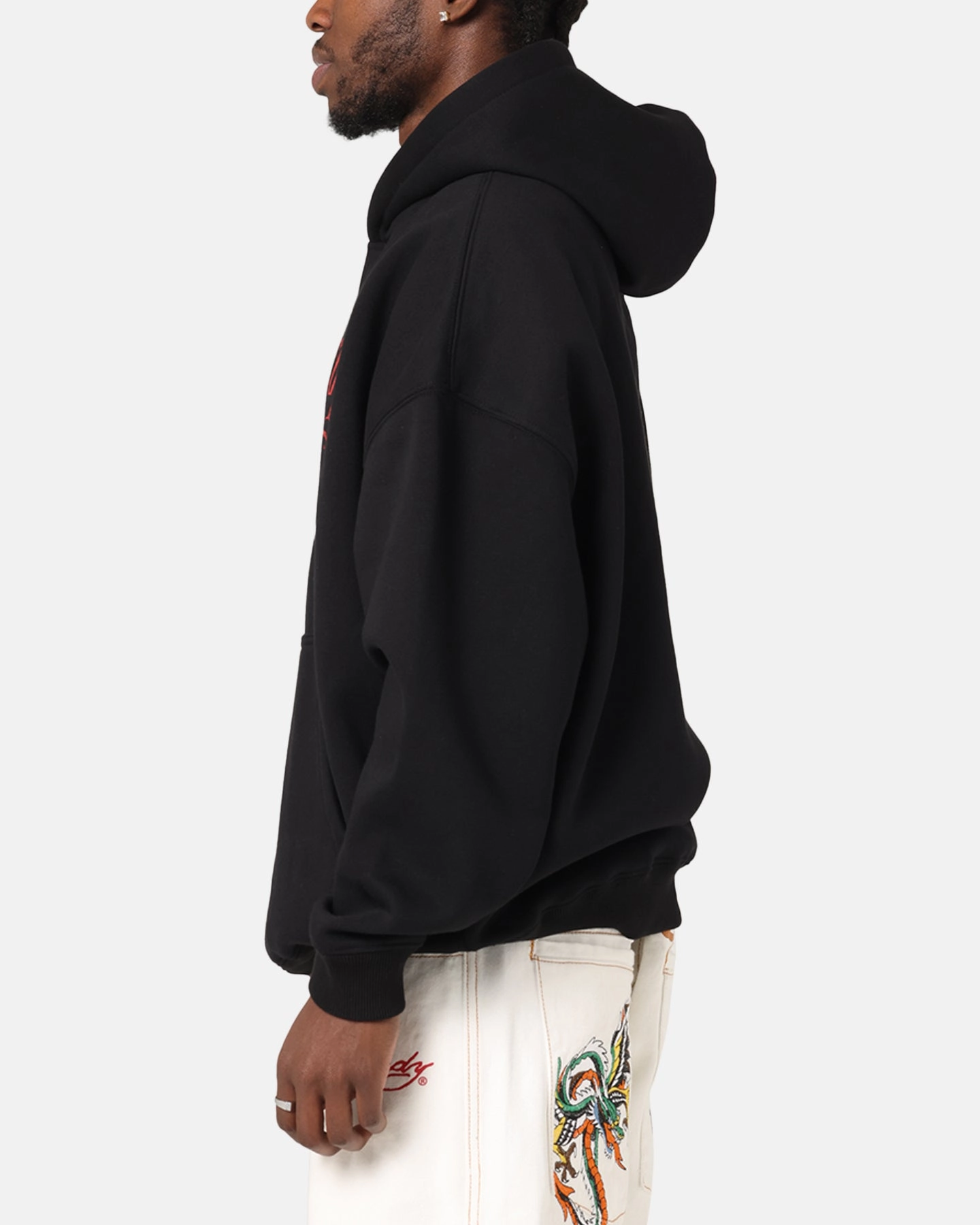 Adjustable drawstring Ed Hardy Tiger Wrath Hoodie Black