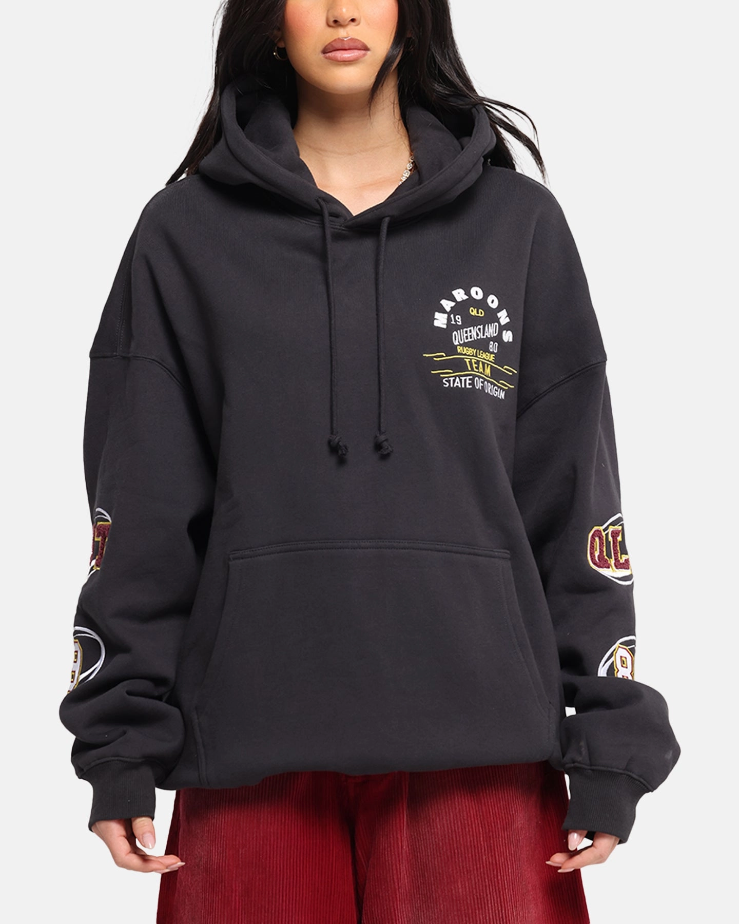 Flexible Layering Queensland Rugby League Queensland Maroons State Of Origin Hoodie Faded Black