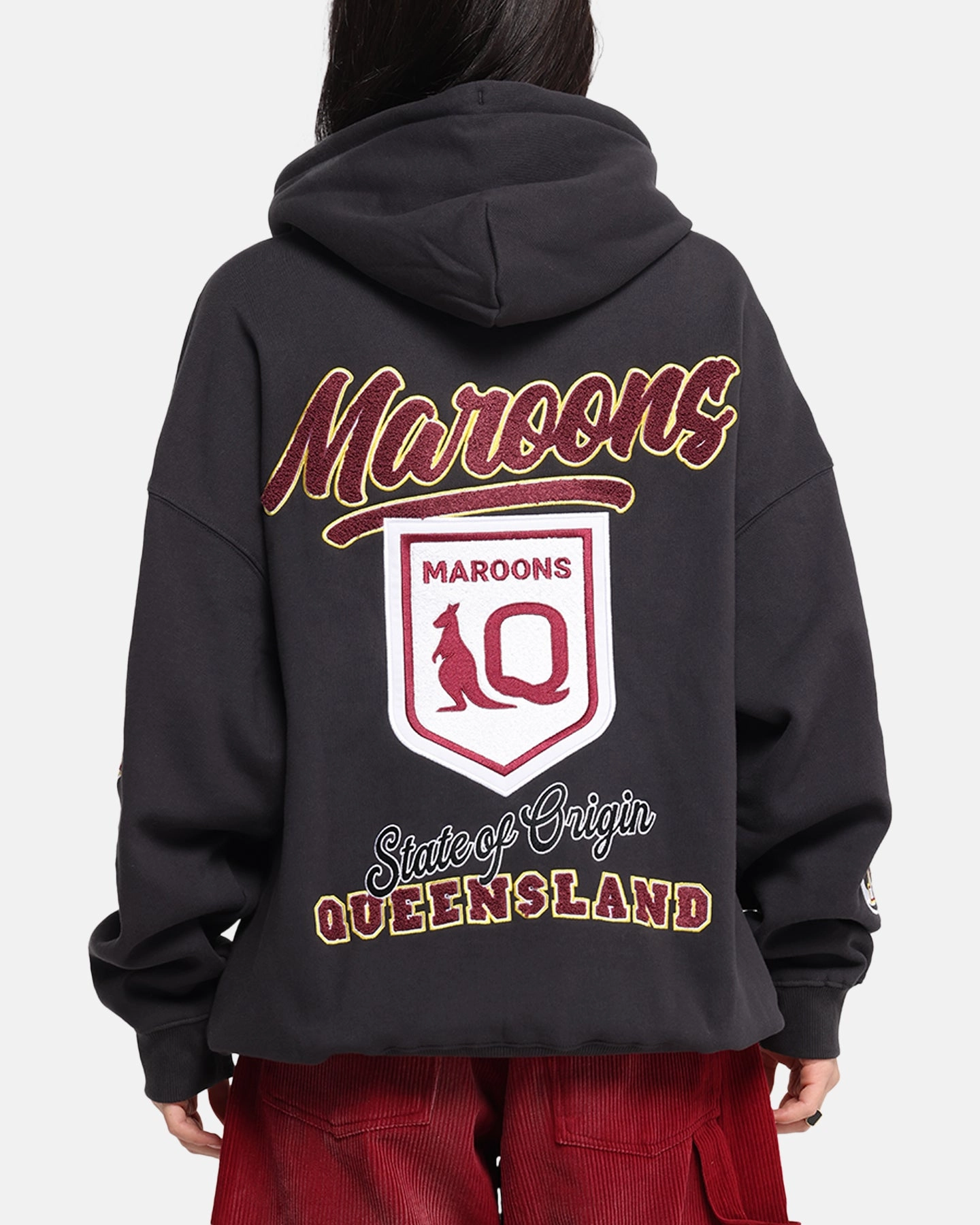 suitable for cultural festivals Queensland Rugby League Queensland Maroons State Of Origin Hoodie Faded Black