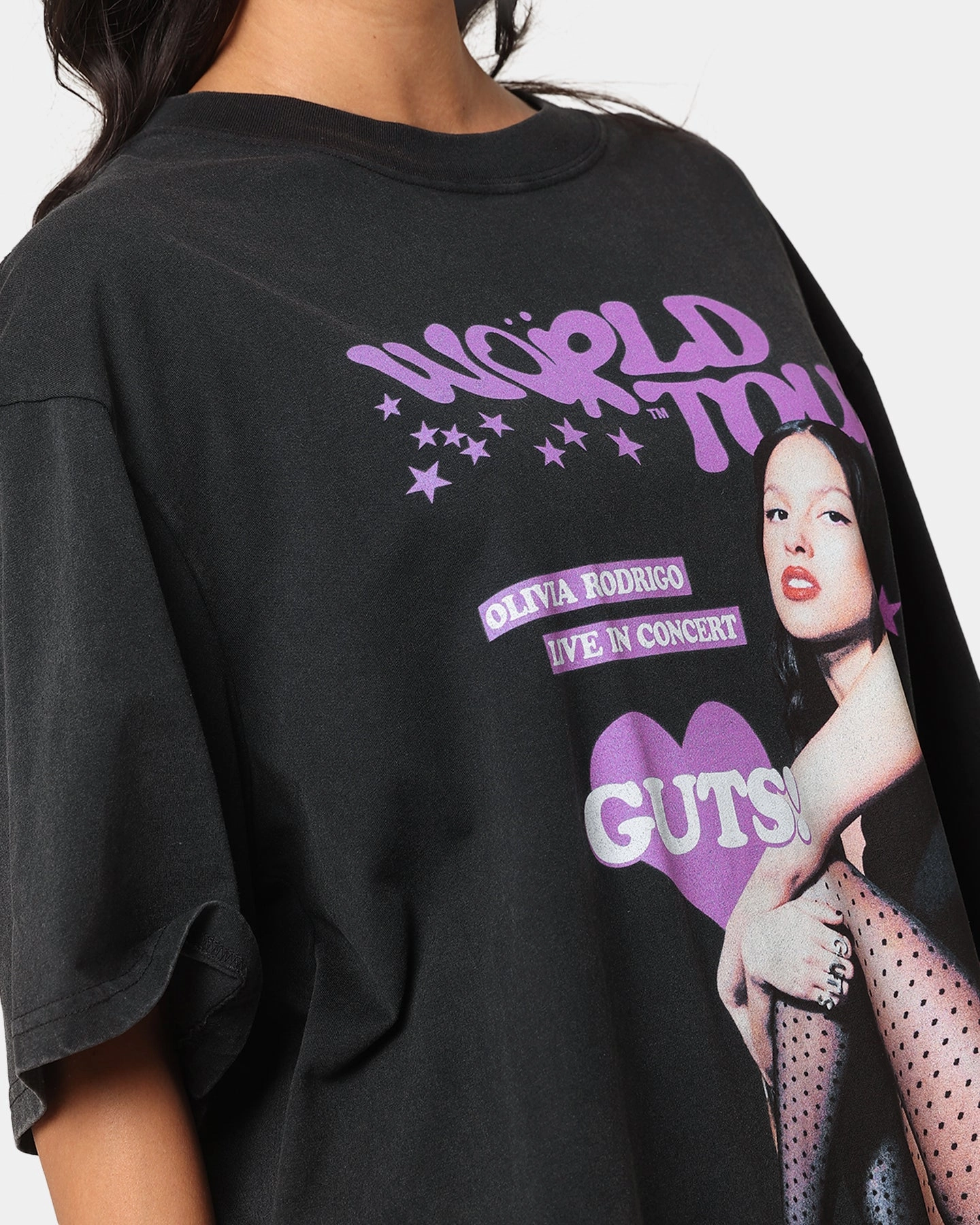 Beach Outfit anniversary Bravado Olivia Rodrigo Guts T-Shirt Washed Black