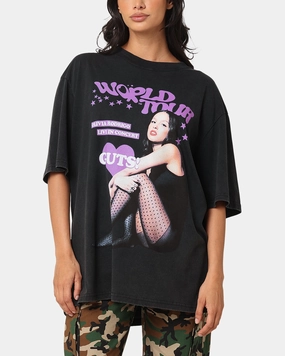 Bravado Olivia Rodrigo Guts T-Shirt Washed Black Circular Knit Design Anti-pilling