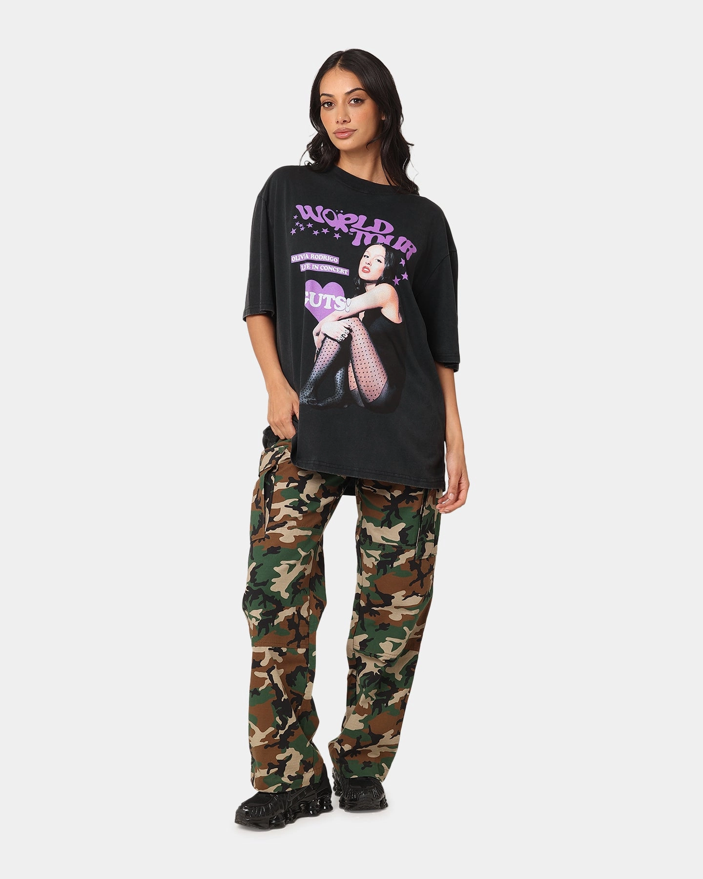 Bravado Olivia Rodrigo Guts T-Shirt Washed Black Soft Finish Versatile Outfit