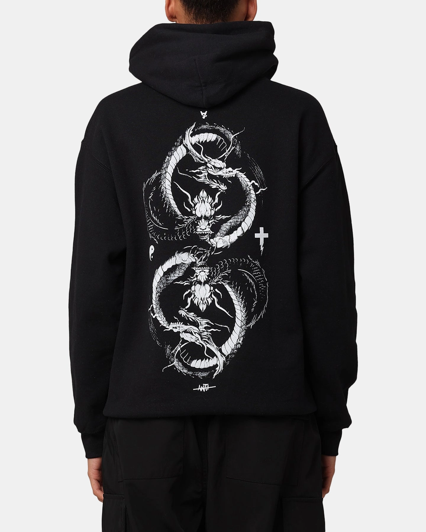 Preppy The Anti Order Double Dragon Hoodie Black/White