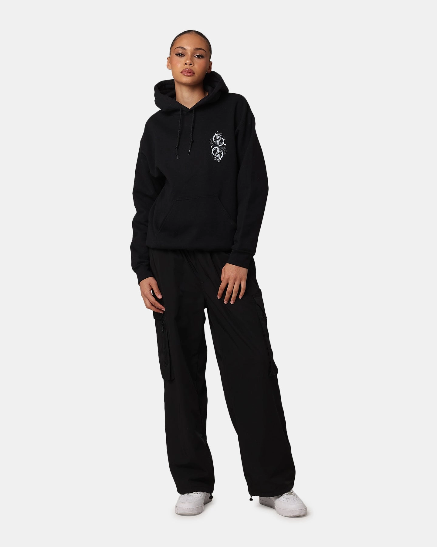 Raglan sleeves Tactics The Anti Order Double Dragon Hoodie Black/White