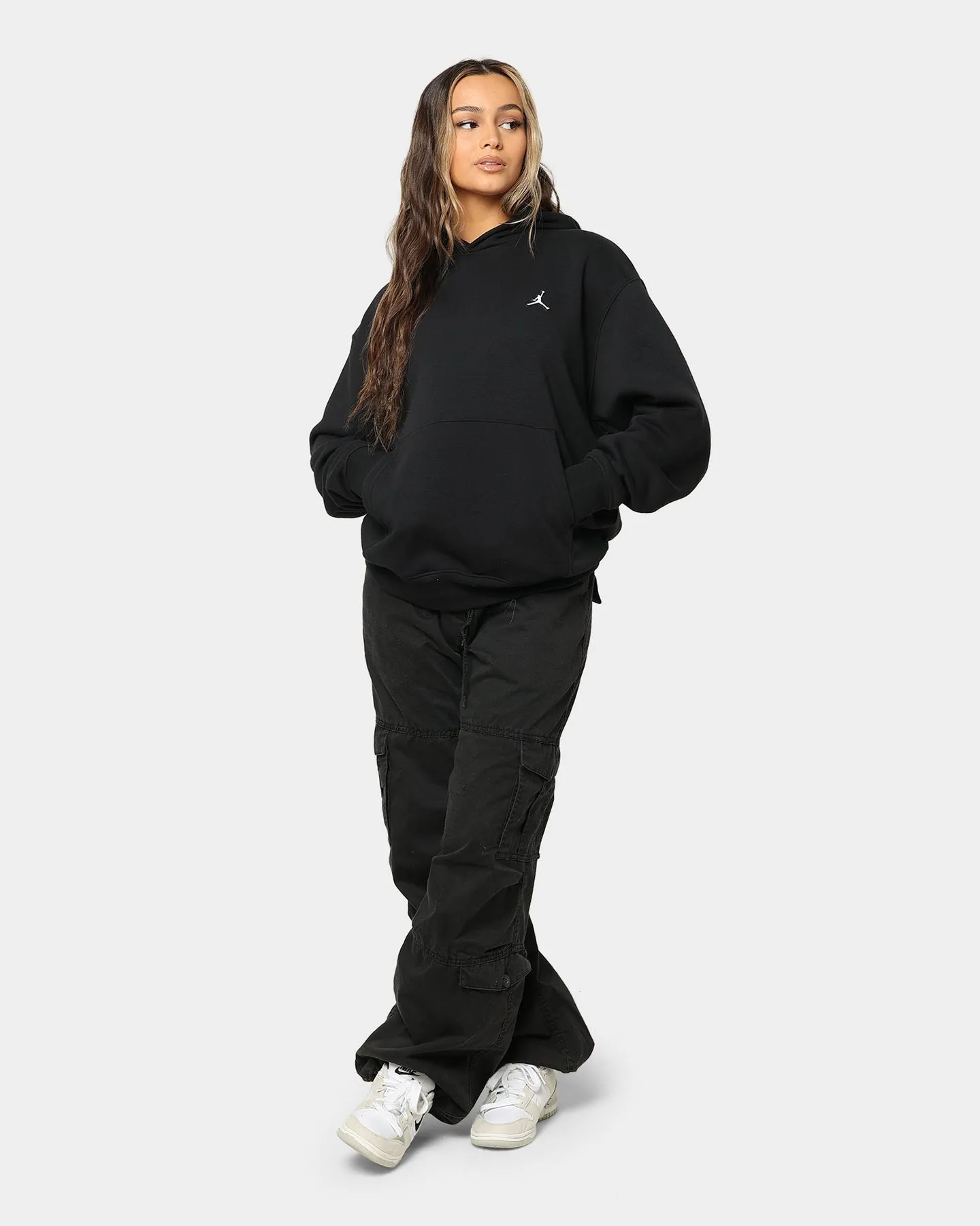 Bandana Formal Style Jordan Essential Fleece Pull Over Hoodie Black/White