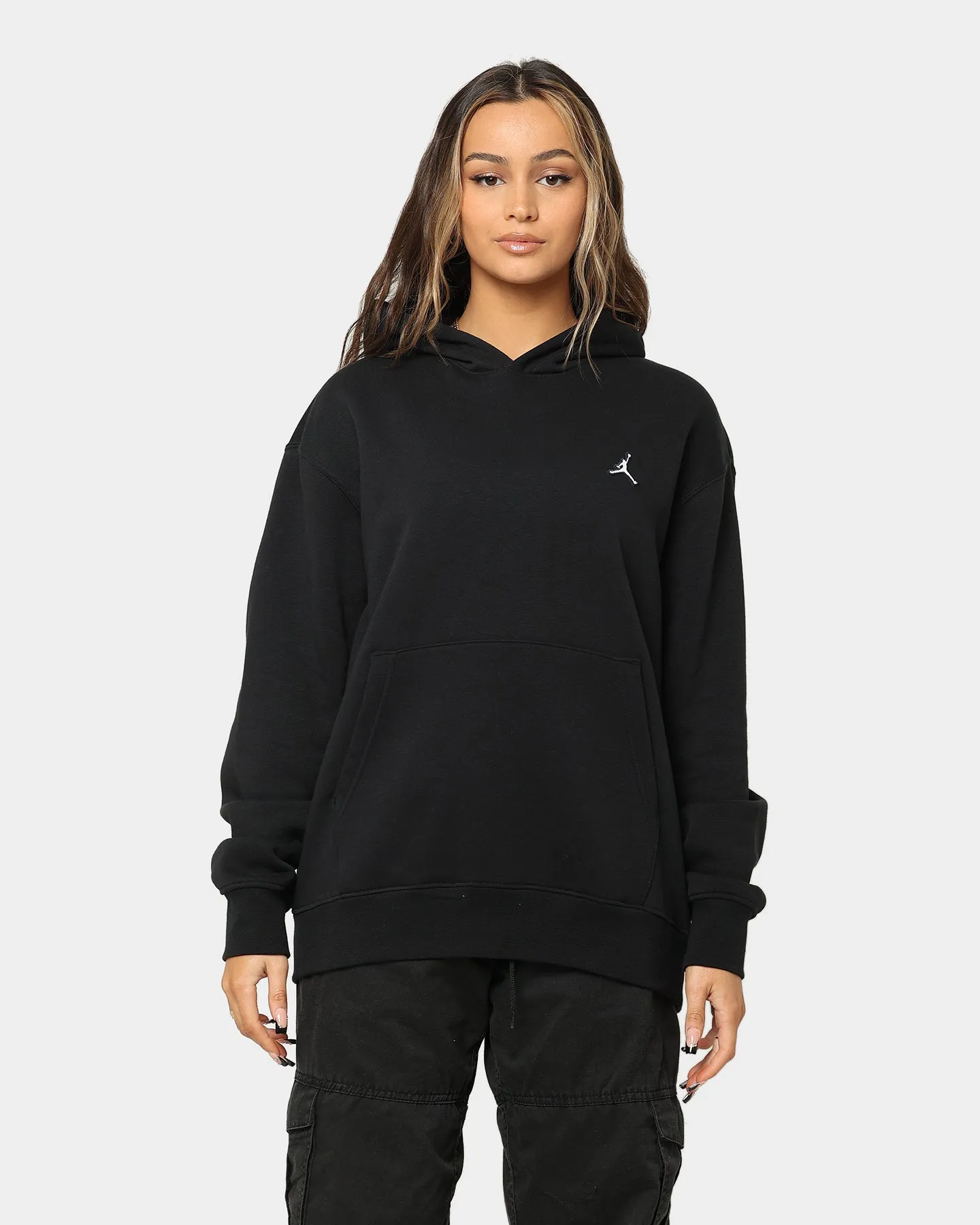 Jordan Essential Fleece Pull Over Hoodie Black/White Thermal regulation Prospect