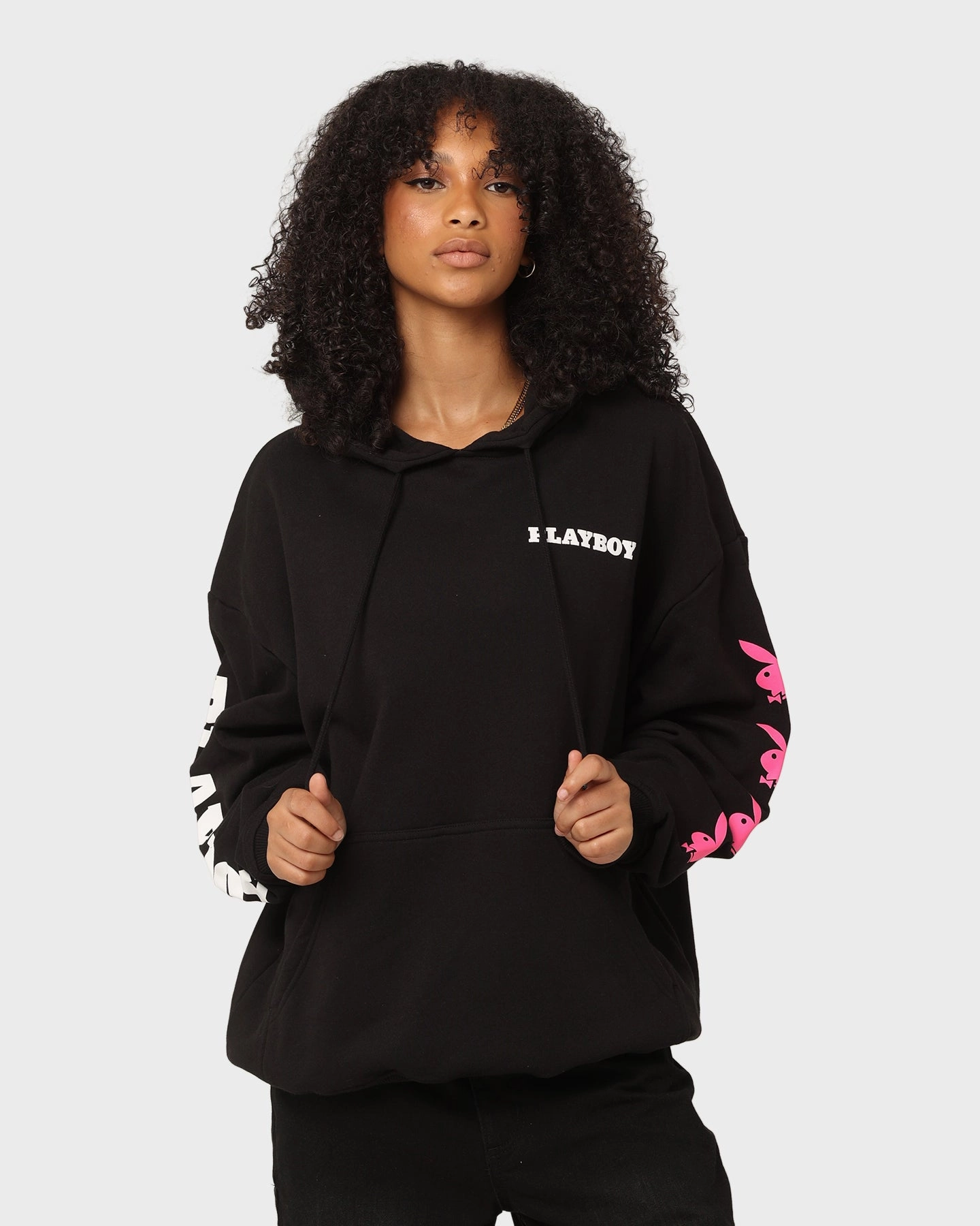 Playboy Stack Blend Hoodie Black Zip Off Detailing
