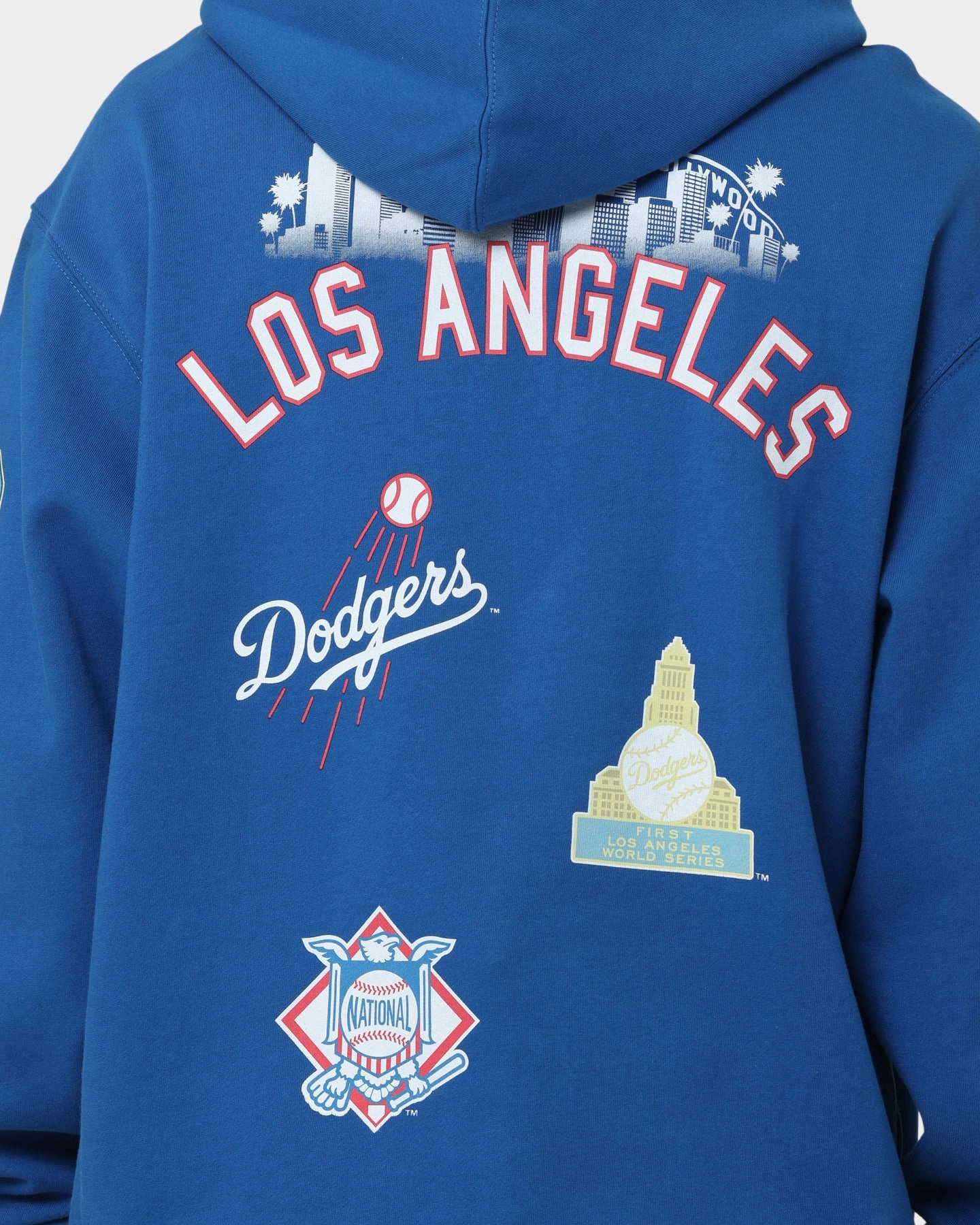 AdjustableHood Majestic Athletic Los Angeles Dodgers Puff Print Patch Hoodie Royal