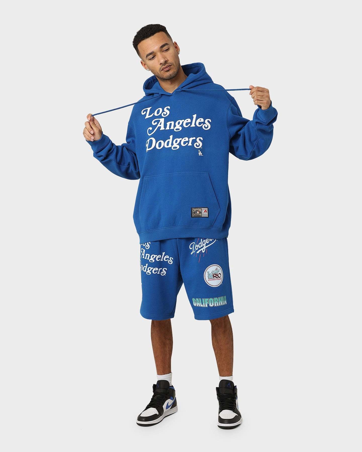 Majestic Athletic Los Angeles Dodgers Puff Print Patch Hoodie Royal Bohemian