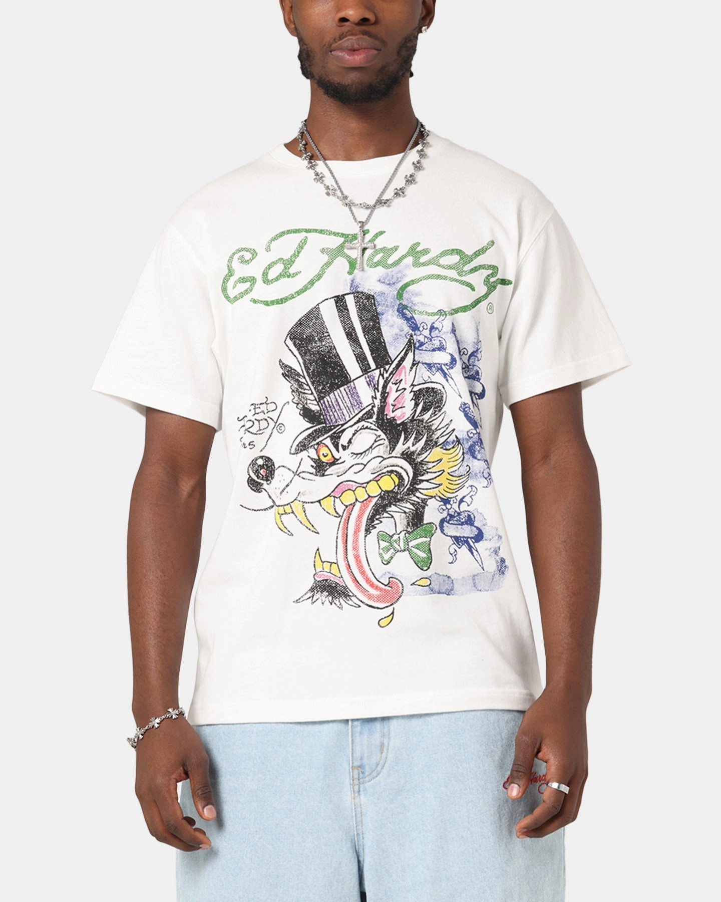 Affordable accessibility Ed Hardy Wolf Vintage T-Shirt Off White