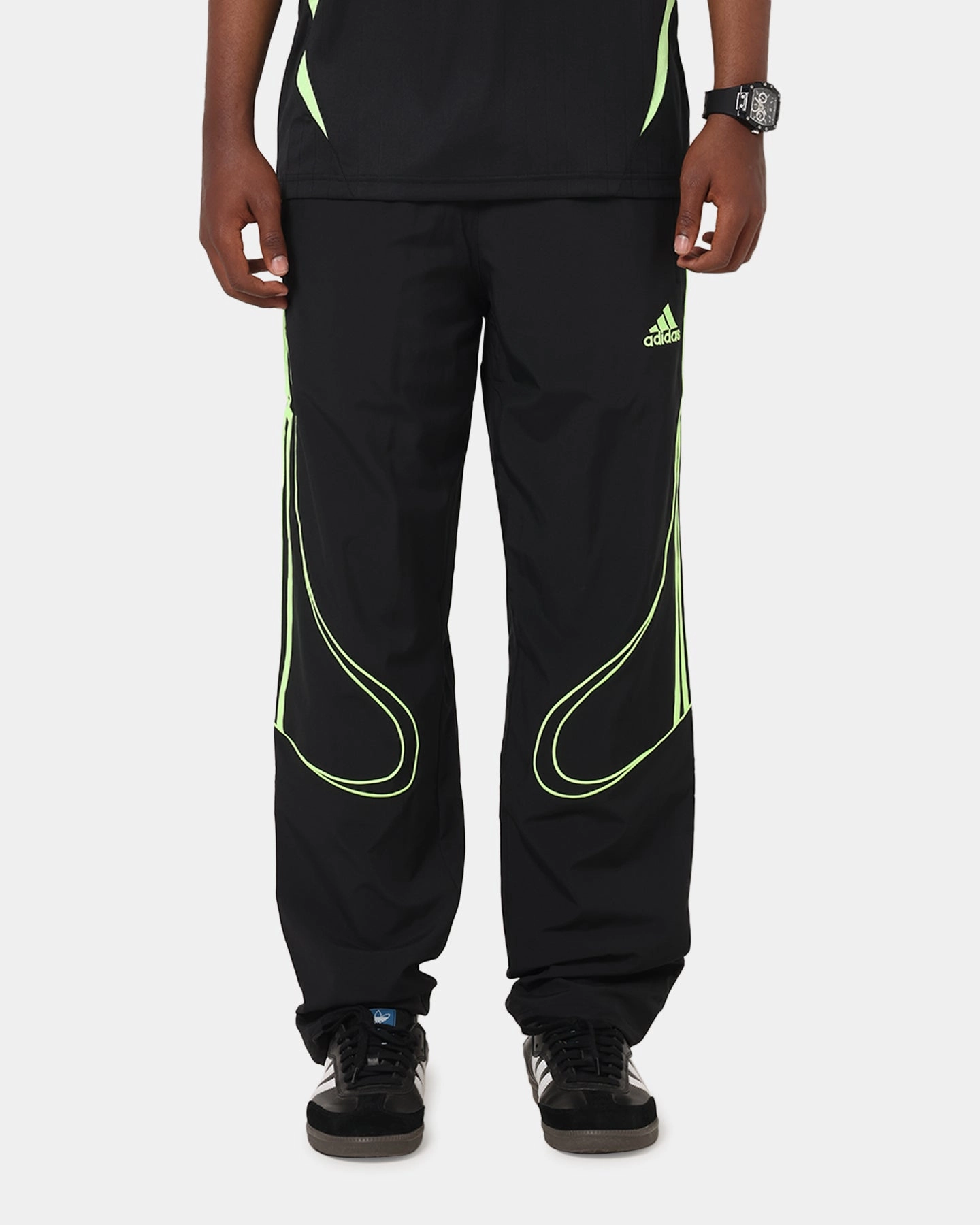 Cozy Layering Adidas Teamgeist Adicolor Track Pants Black/Green
