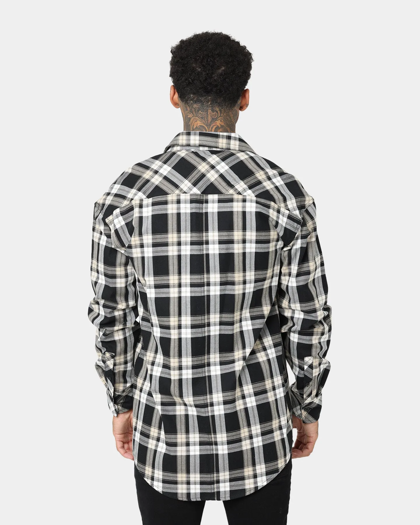 Saint Morta Prima Long Sleeve Flannel Shirt Stone/Black Commodity
