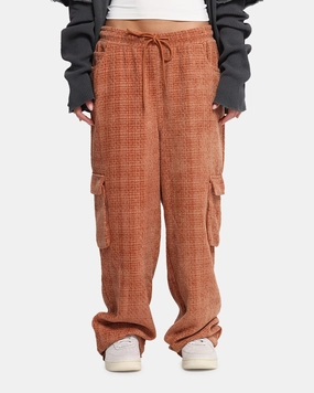 Breathable Mesh Panels DoubleLayeredFabric XXIII Boucle Tweed Cargo Pants Rust