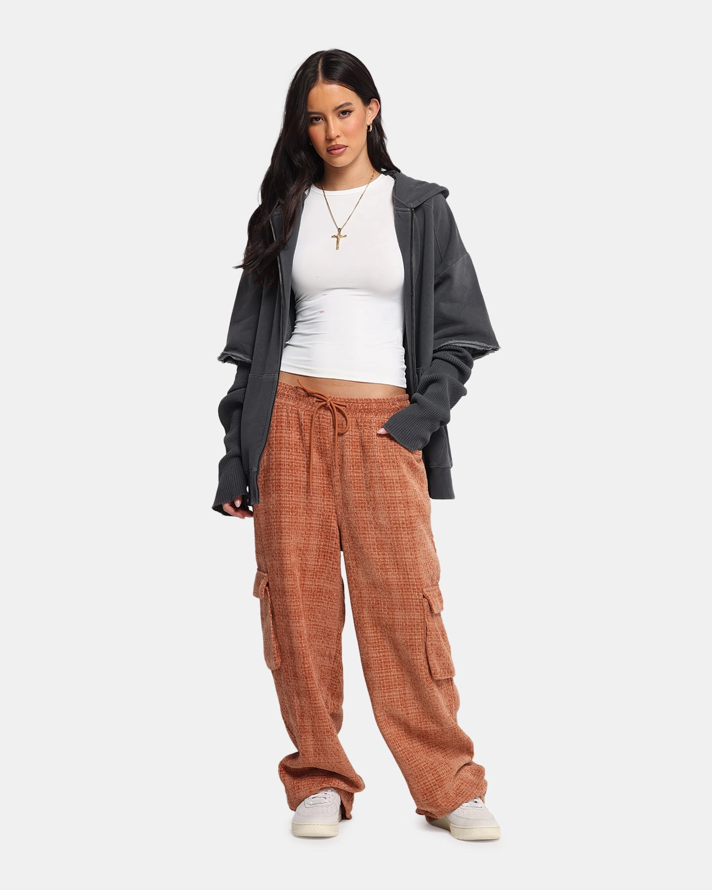 Relax Fit XXIII Boucle Tweed Cargo Pants Rust