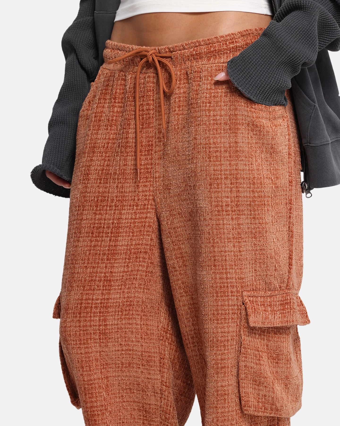 Modern Cut XXIII Boucle Tweed Cargo Pants Rust