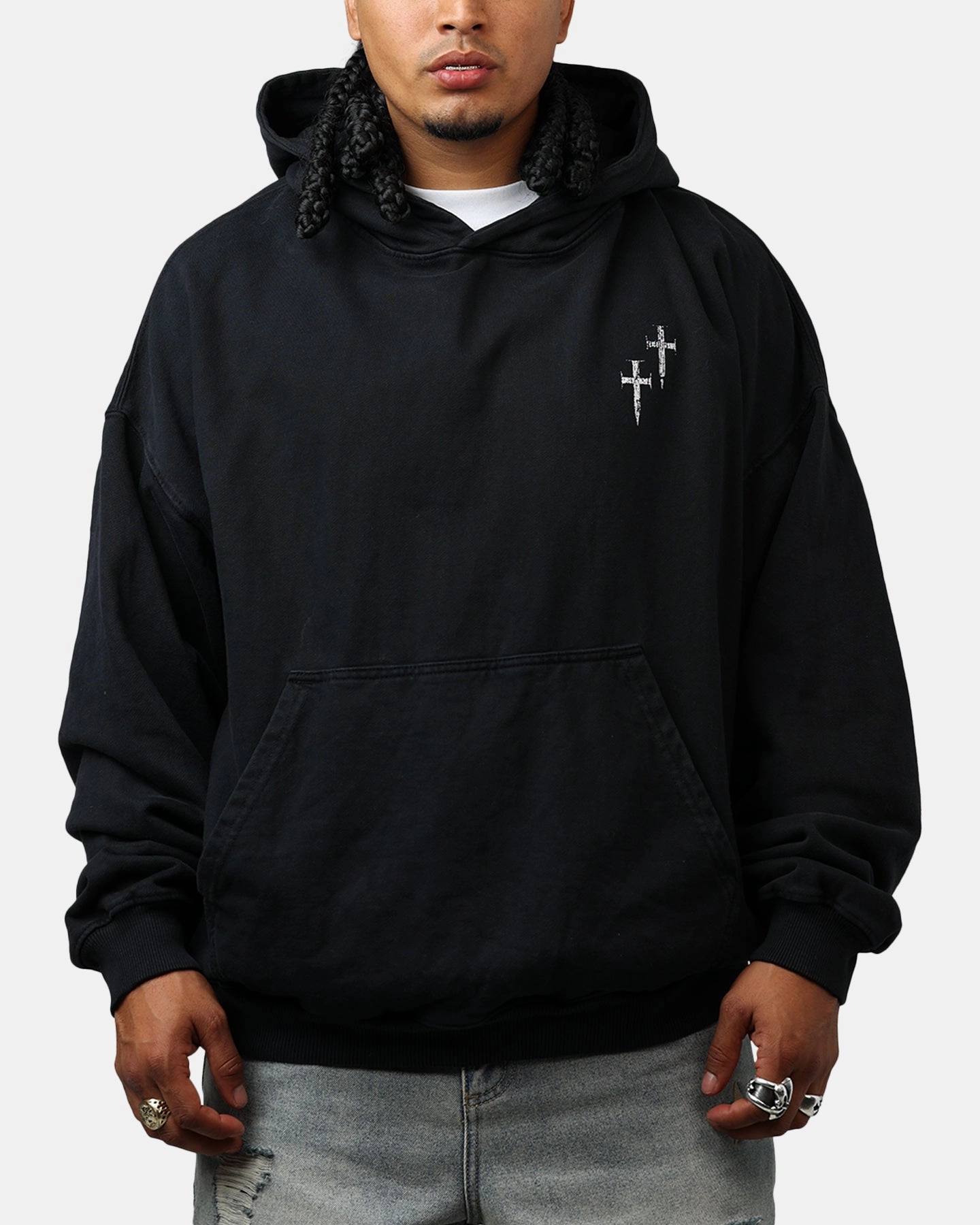 Saint Morta Ride Or Die Boxy Hoodie Black Multi Pocket Active Edge