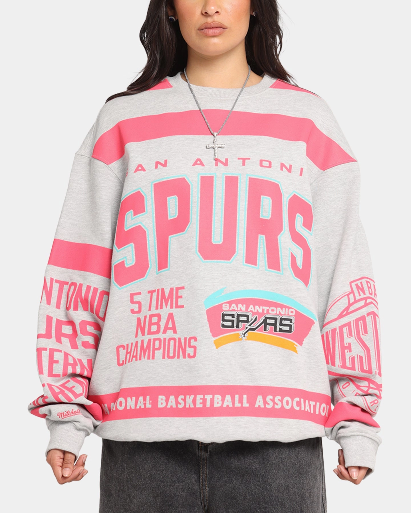 Essential Knitwear Winter Perfection Mitchell & Ness San Antonio Spurs Letterform Crewneck Grey Marle