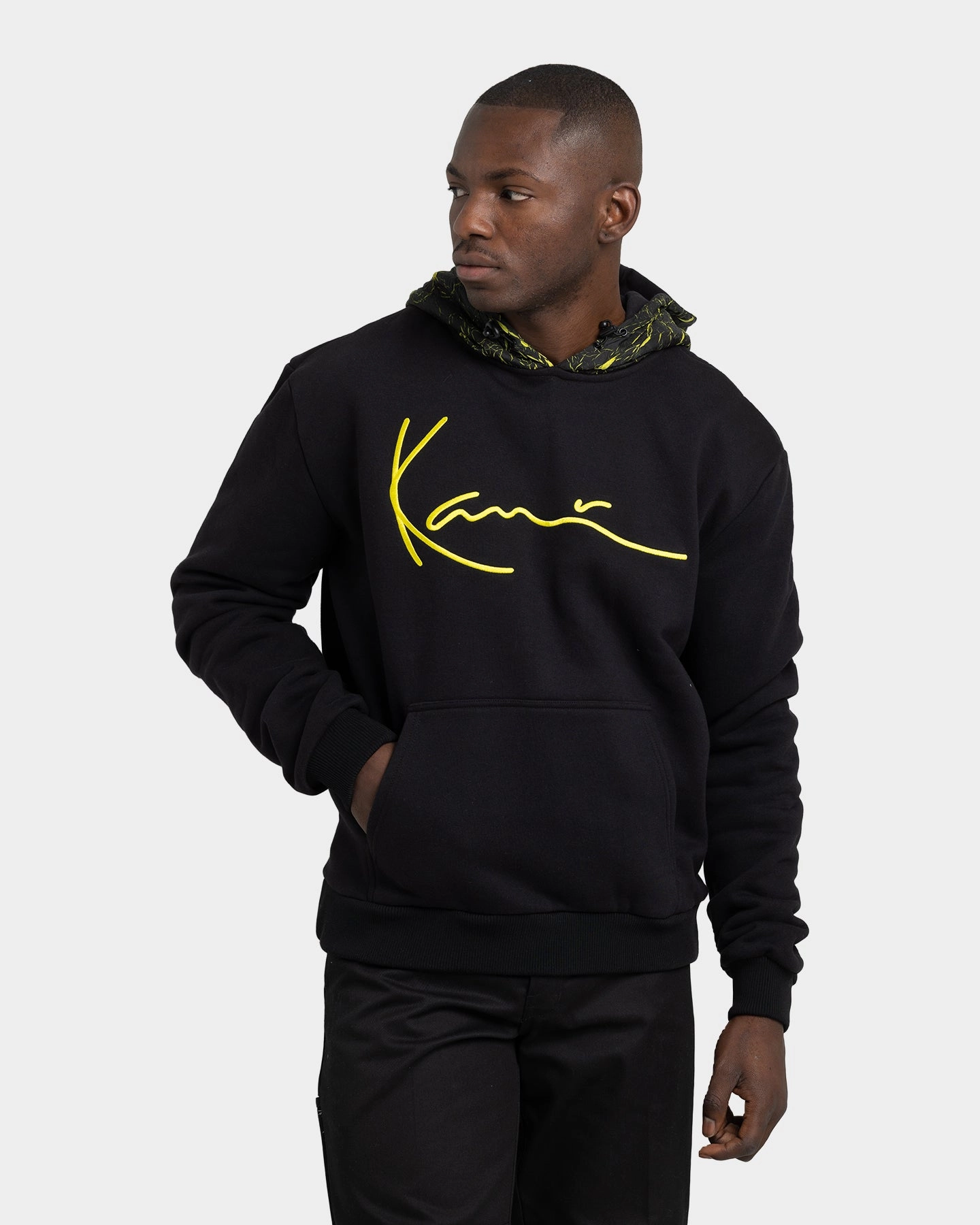 Long Wear Modular Layering System Karl Kani Men's Signature Patch Hoodie Black/Yellow