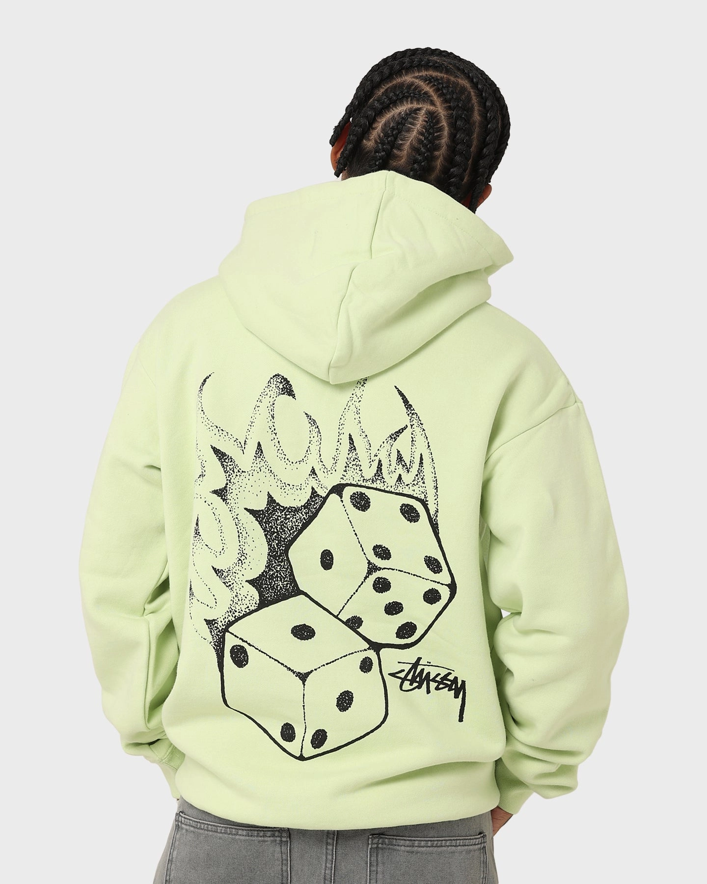Stussy Fire Dice 50-50 Hoodie Light Green suitable for school uniforms Adjustable Fit